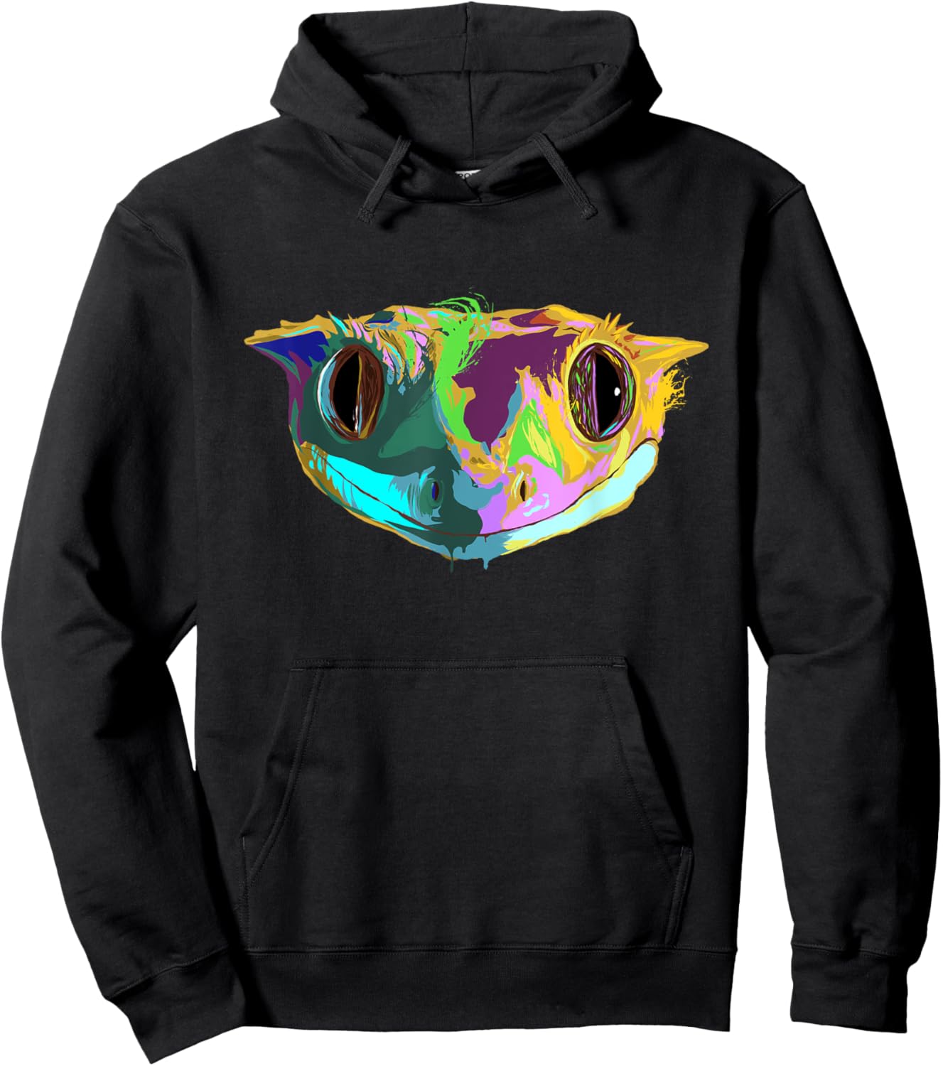 Colourful Reptile Crested Gecko Hoodie - Hoodie | Black