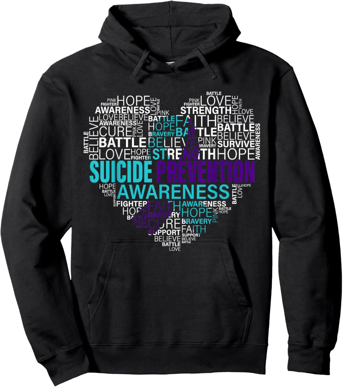 Suicide Prevention Awareness Fight Hope Strong Warriors Hoodie - Hoodie | Black