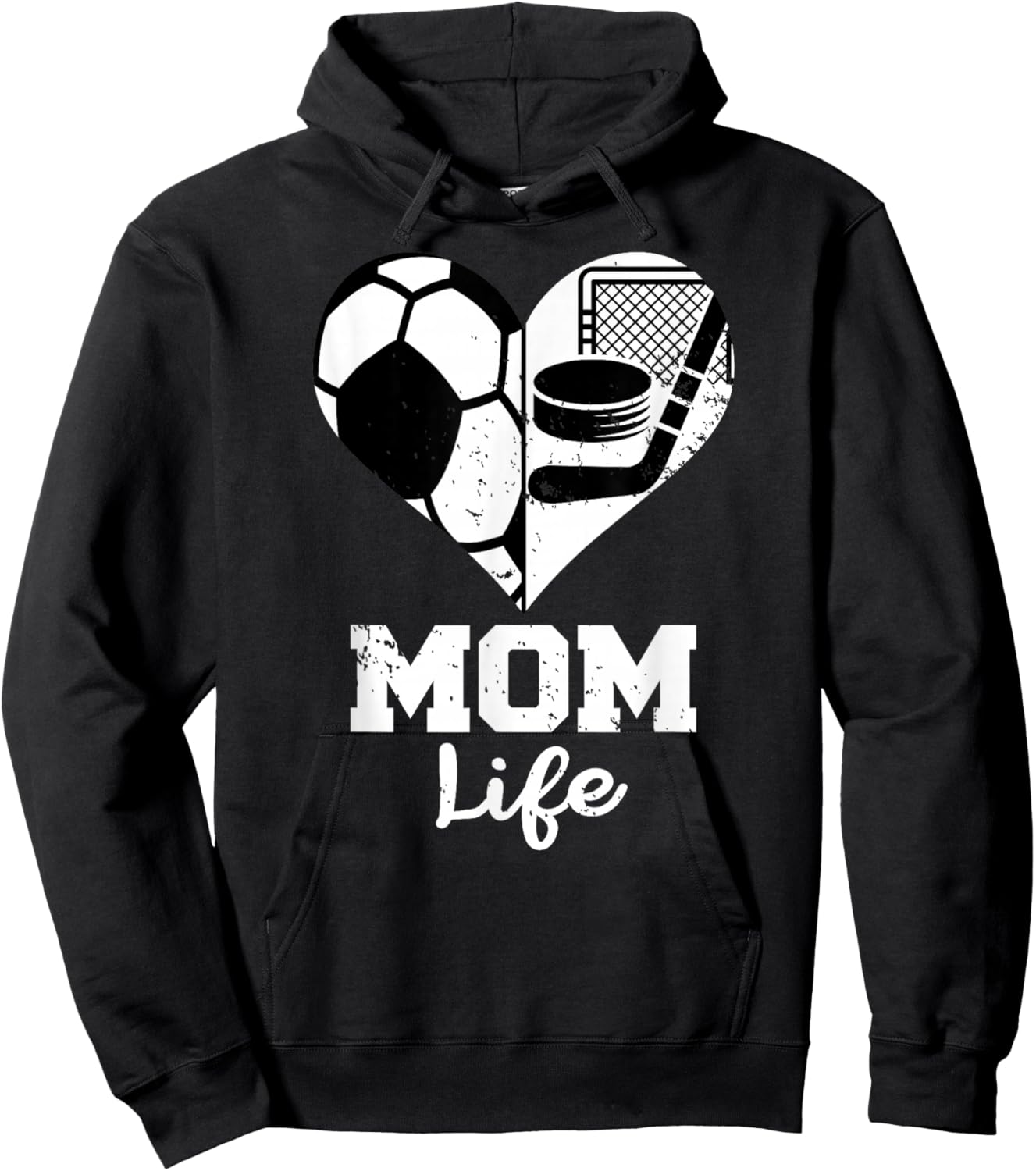 Mom Life Heart Funny Soccer Hockey Mom Hoodie - Hoodie | Black