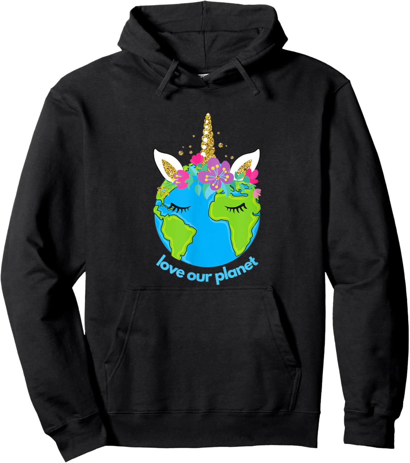 Earth Day 2021 Cute for Toddler Kids Unicorn Face Sleepy Hoodie - Hoodie | Black