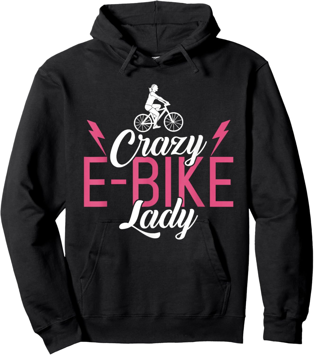 Crazy E-Bike Lady E Biking Electric Bike Woman Hoodie - Hoodie | Black