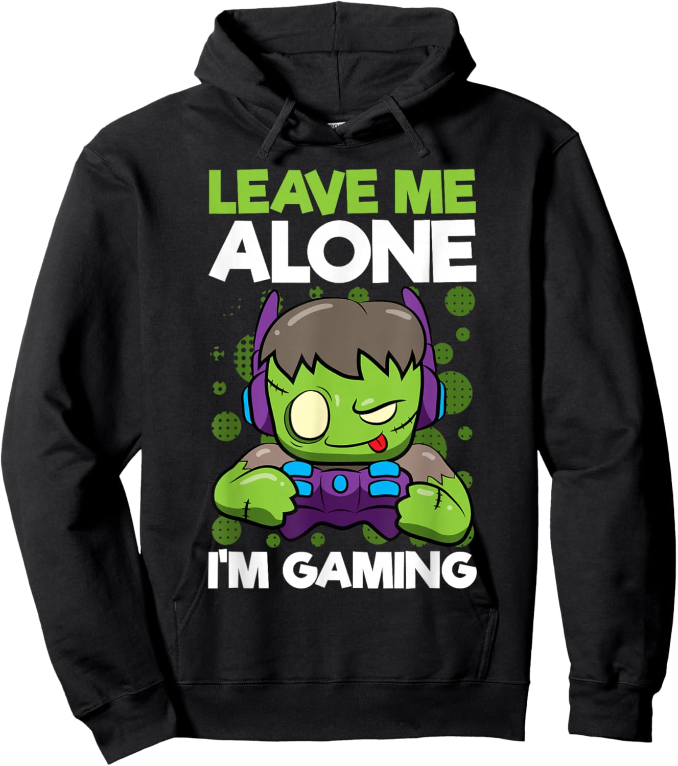 Funny Gamer Zombie Leave Me Alone I'm Gaming Quote Hoodie - Hoodie | Black