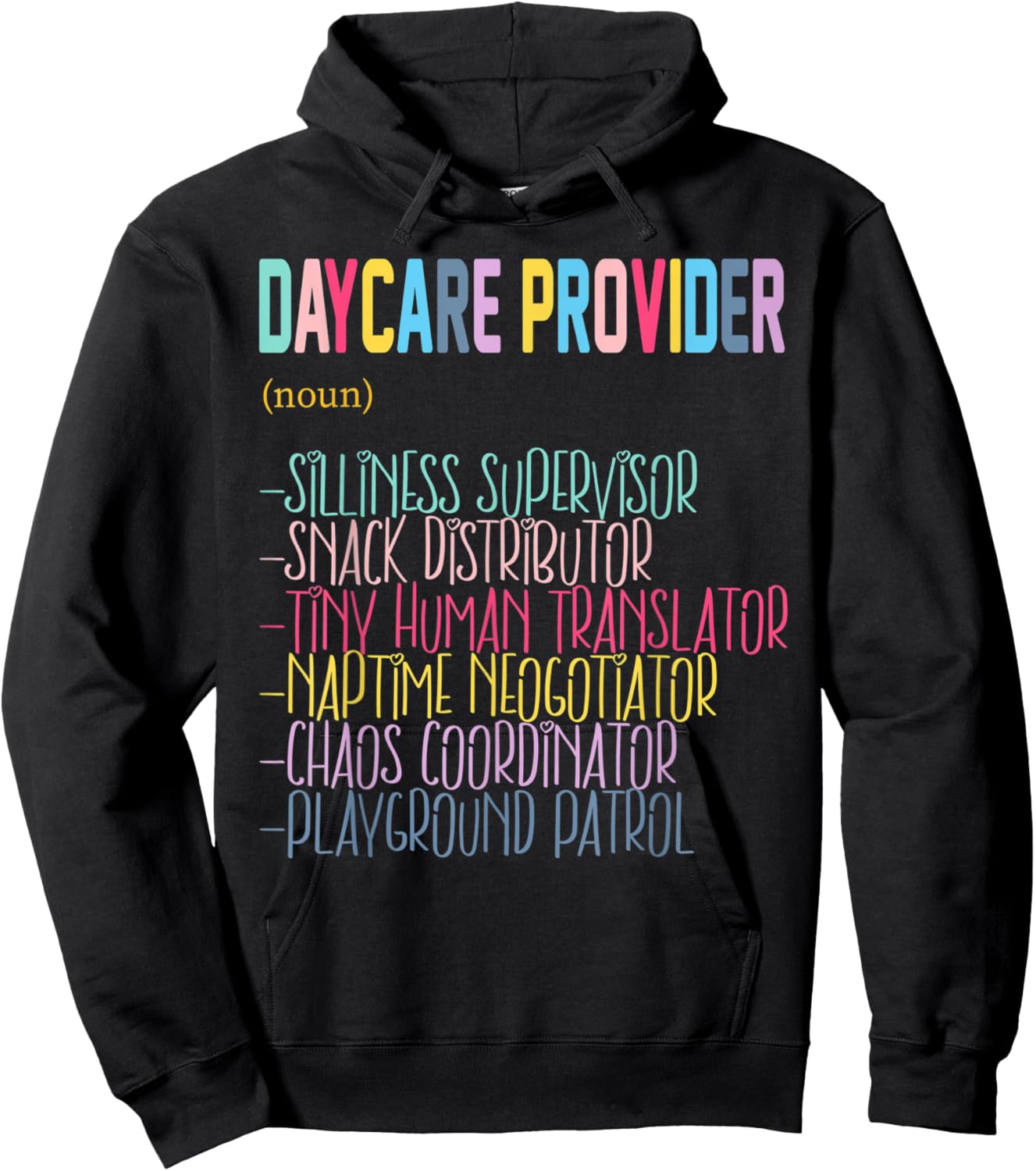 Daycare Provider Teachers Childcare Funny Definition Hoodie - Hoodie | Black