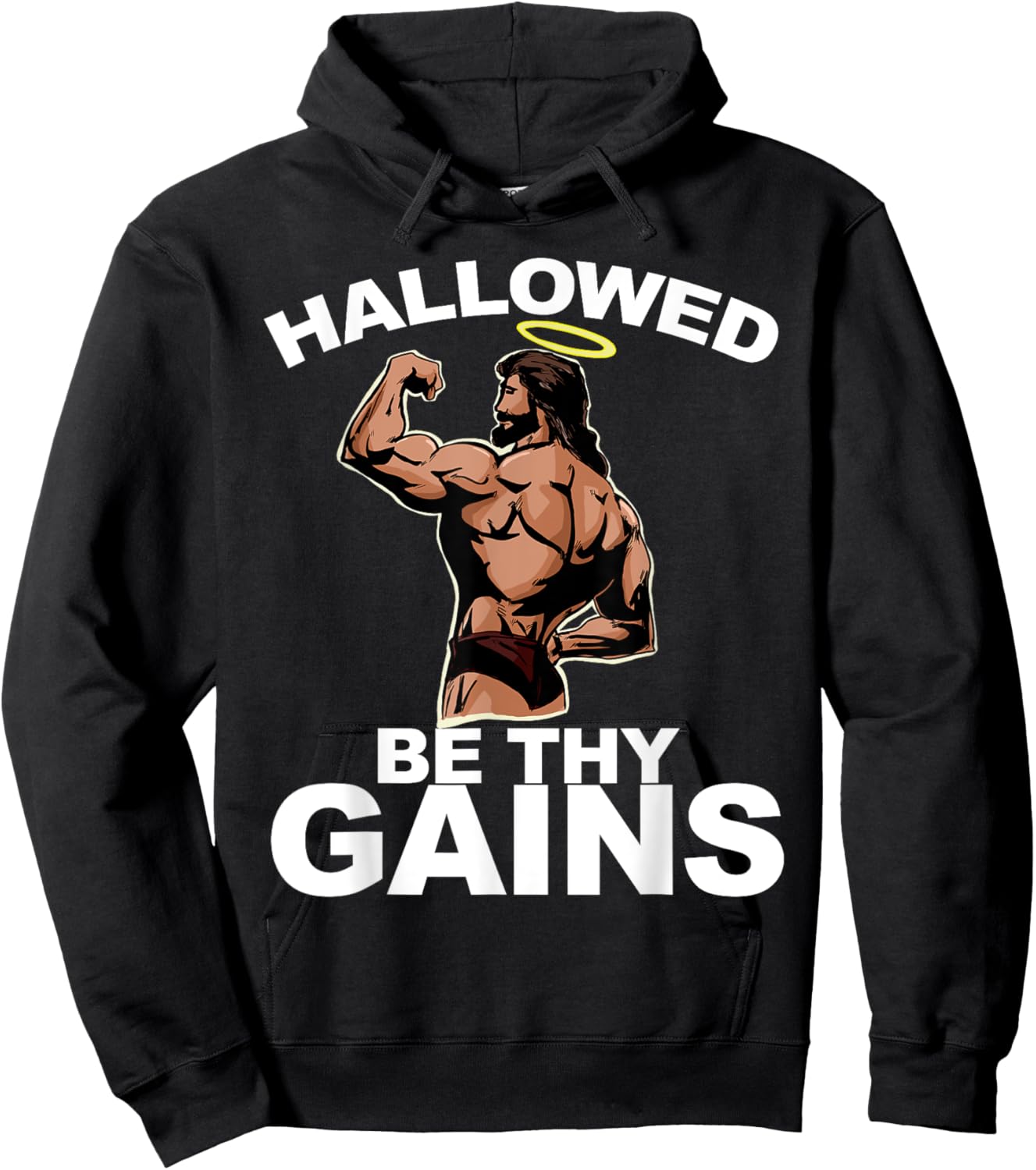 Hallowed Be Thy Gains funny Swole Jesus Bodybuilding Jesus Hoodie - Hoodie | Black
