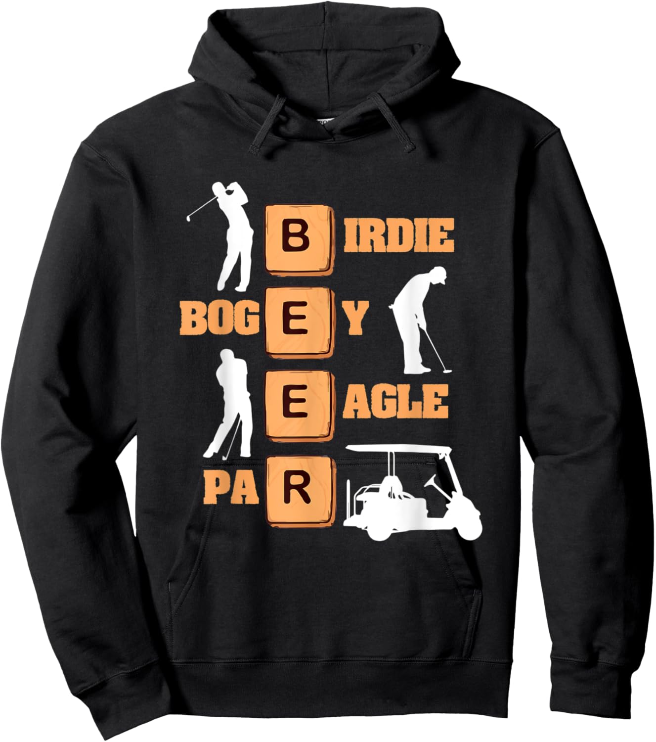 Birdie Bogey Eagle Par Beer Golf Ball Funny Golfer Hoodie - Hoodie | Black