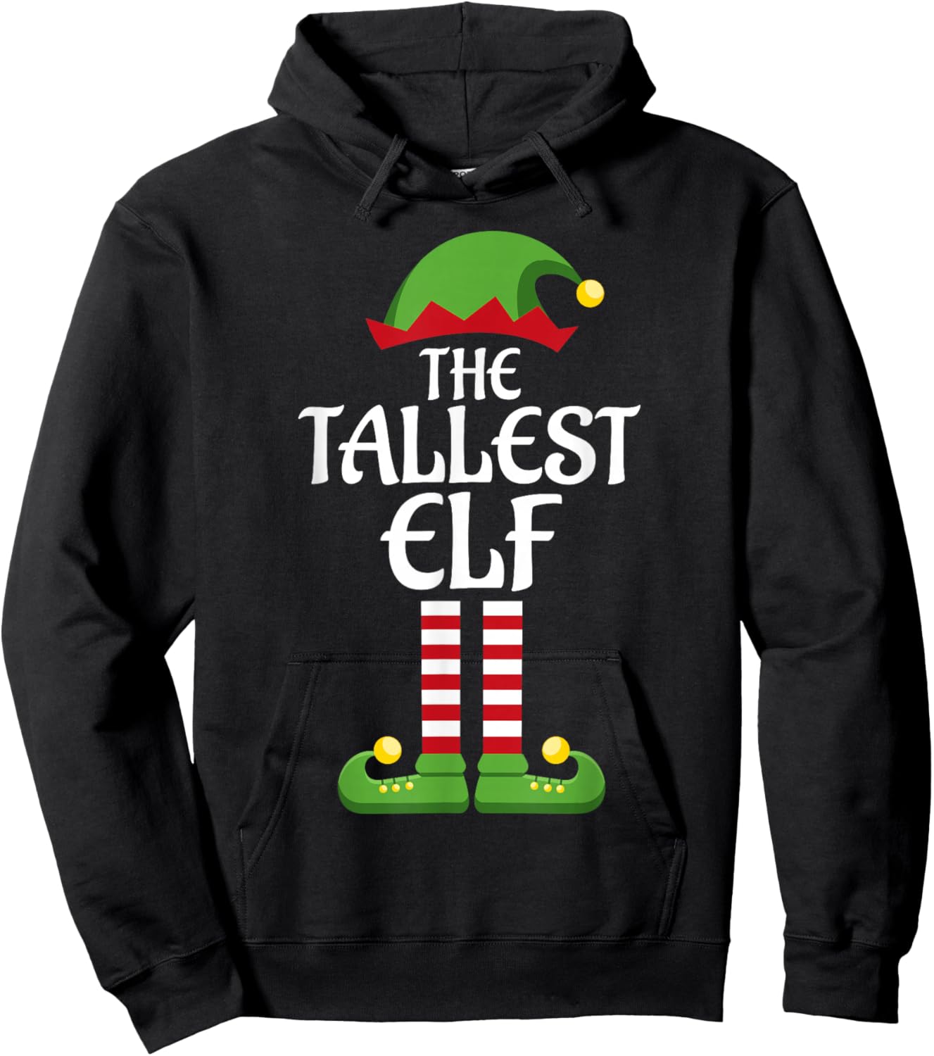 Tallest Elf Family Matching Group Christmas Hoodie - Hoodie | Black