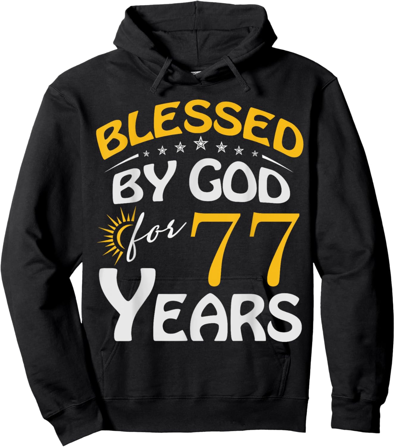 Vintage Blessed by God For 77 Years Old Happy 77th Birthday Hoodie - Hoodie | Black