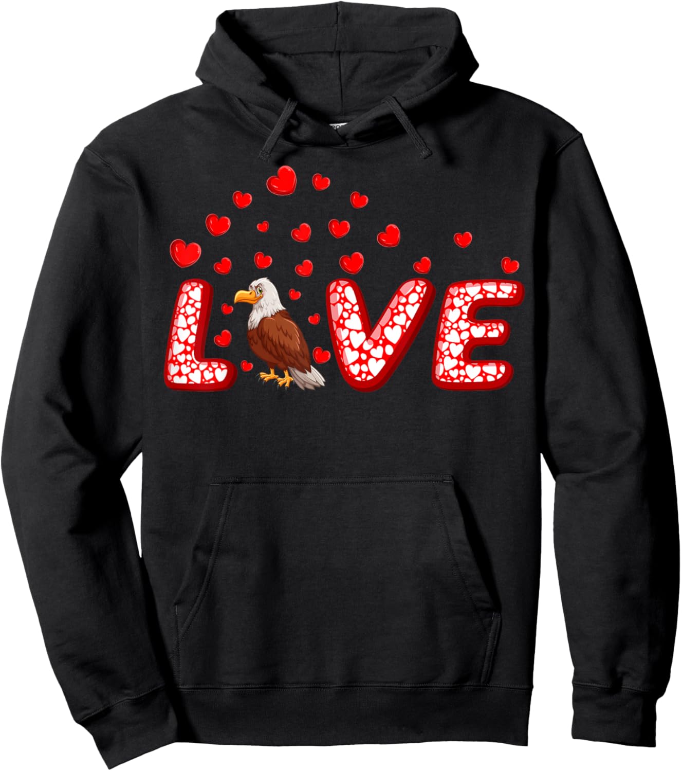 Eagle Bird Lover Funny Hearts Love Eagle Valentine's Day Hoodie - Hoodie | Black