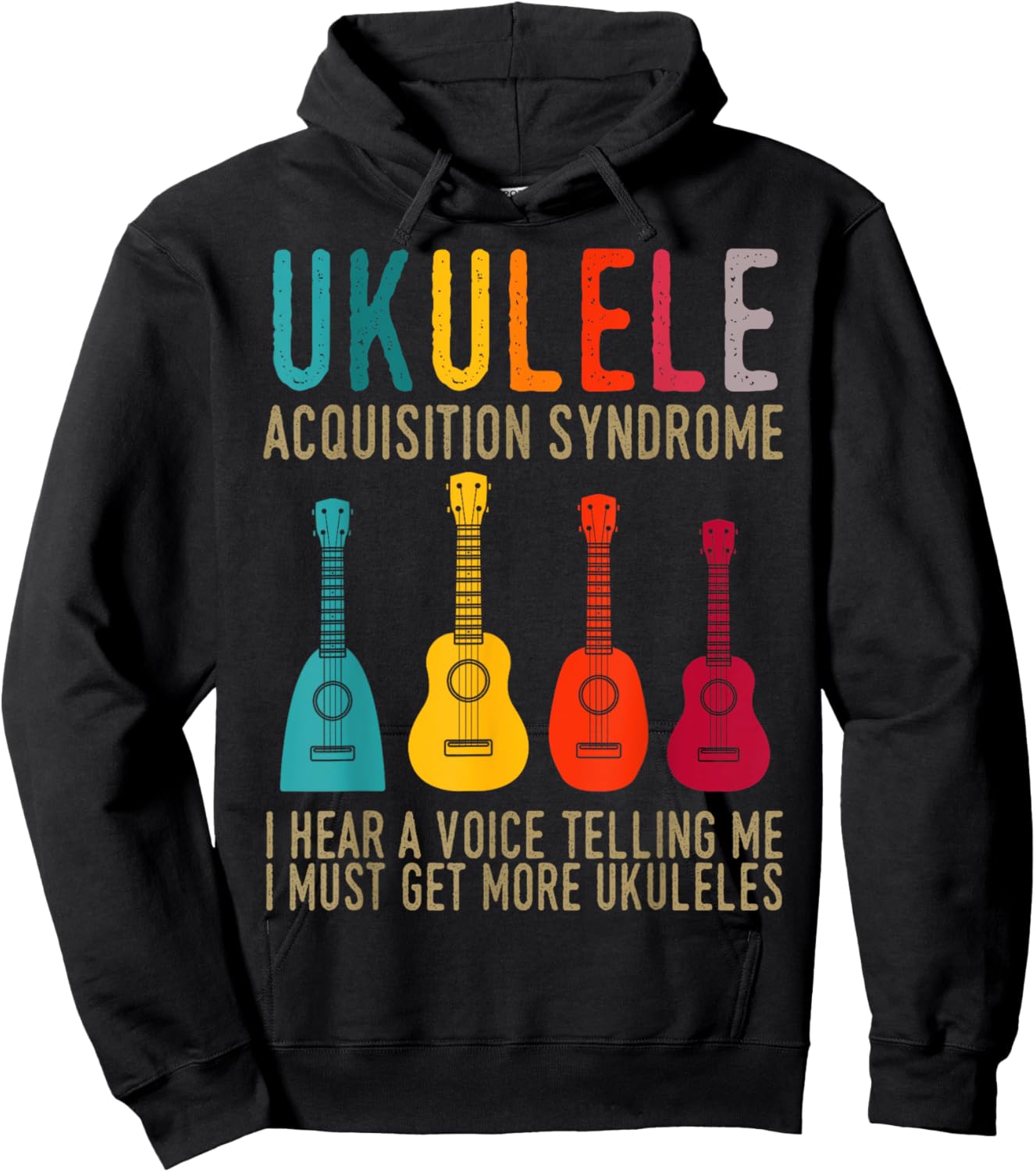 Ukulele Four String Instrument Musician Lover Hoodie - Hoodie | Black