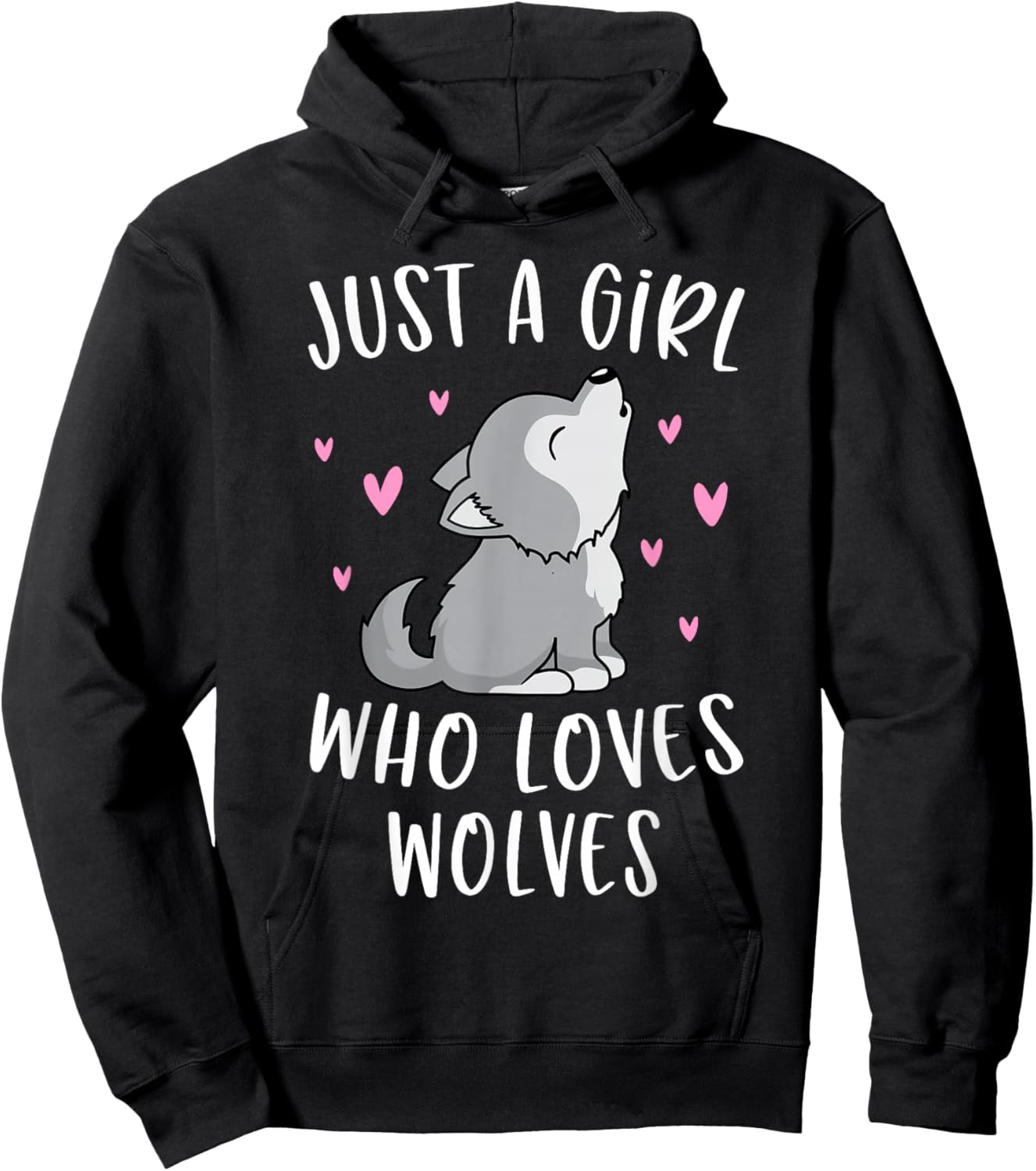 Cute Wolf Shirt For Girls Just A Girl Who Loves Wolves Hoodie - Hoodie | Black