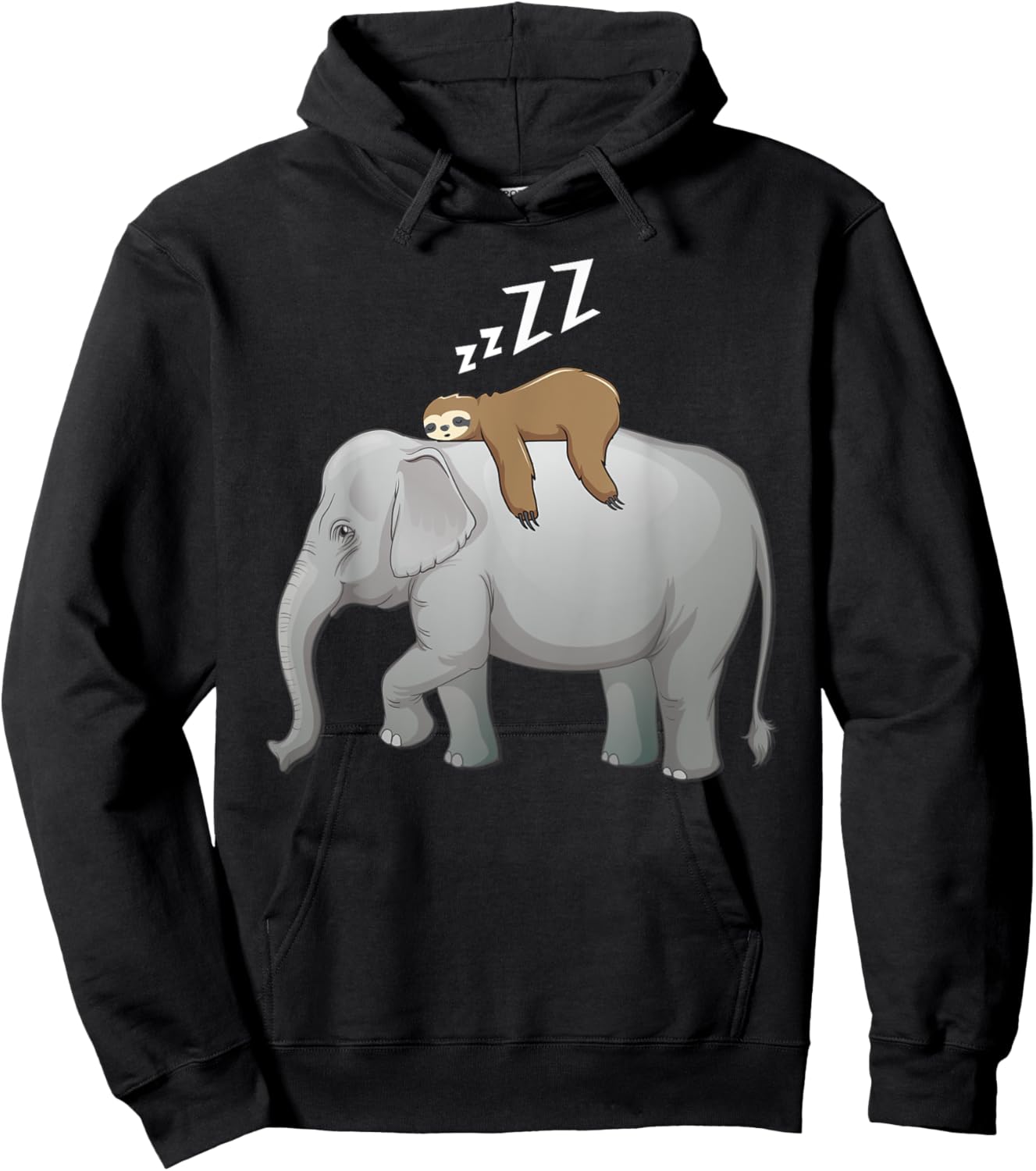 Elephant and sloth sleep lazy on the elephant wild animal Hoodie - Hoodie | Black