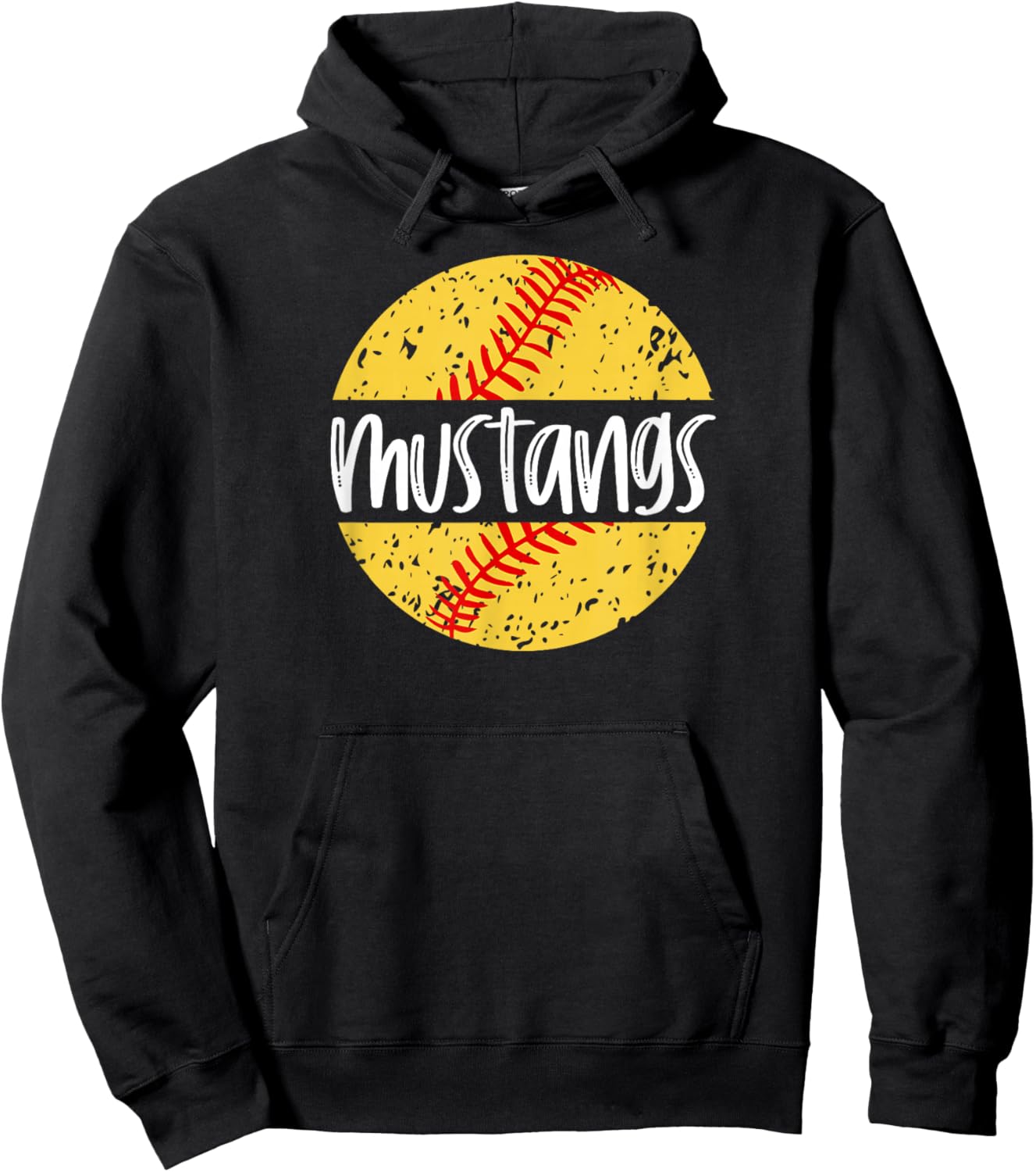 Mustangs Softball Team Mascot School Spirit Game Day Hoodie - Hoodie | Black