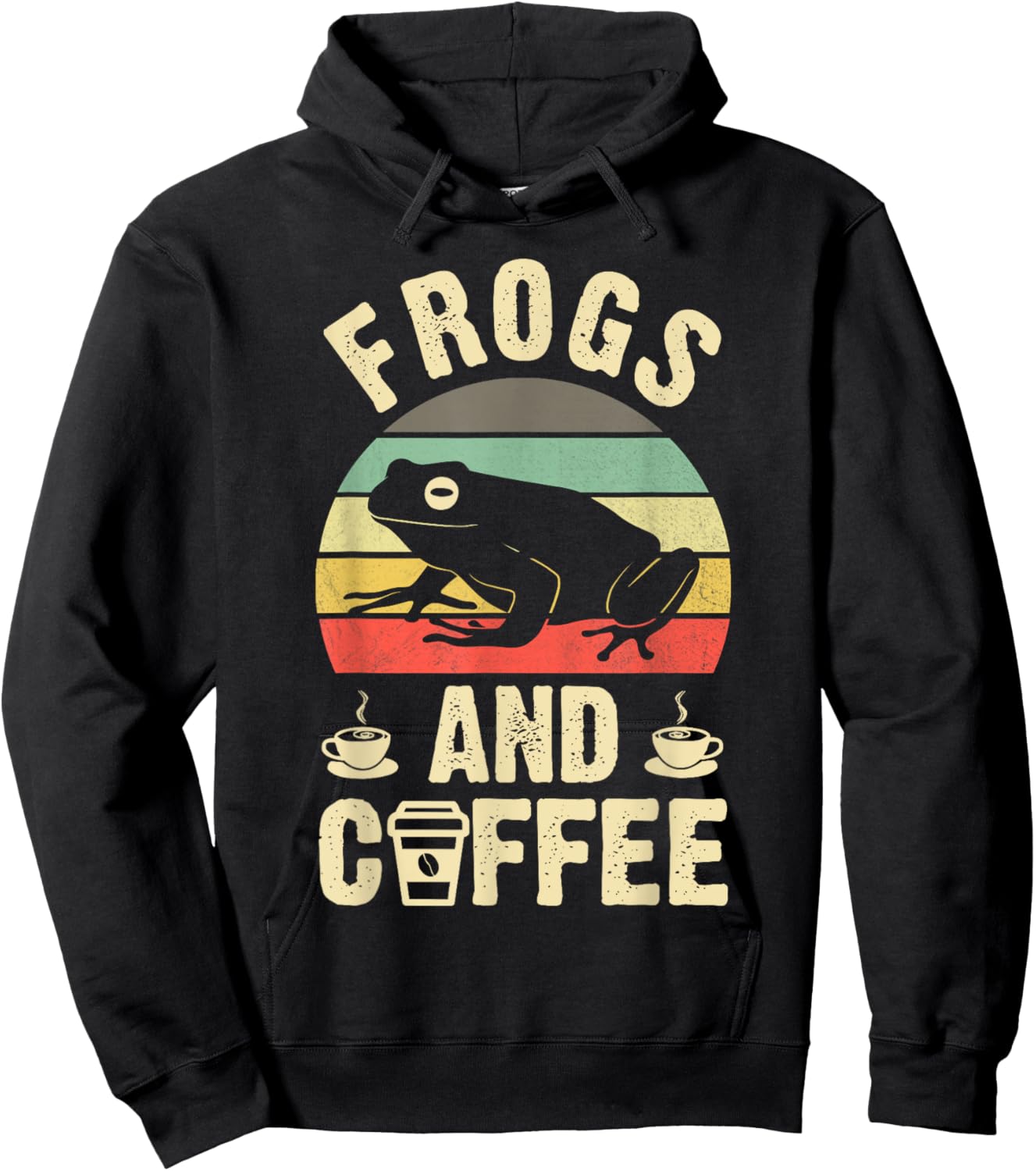 I like Frogs & Coffee Funny vintage Frog theme lover sea Hoodie - Hoodie | Black