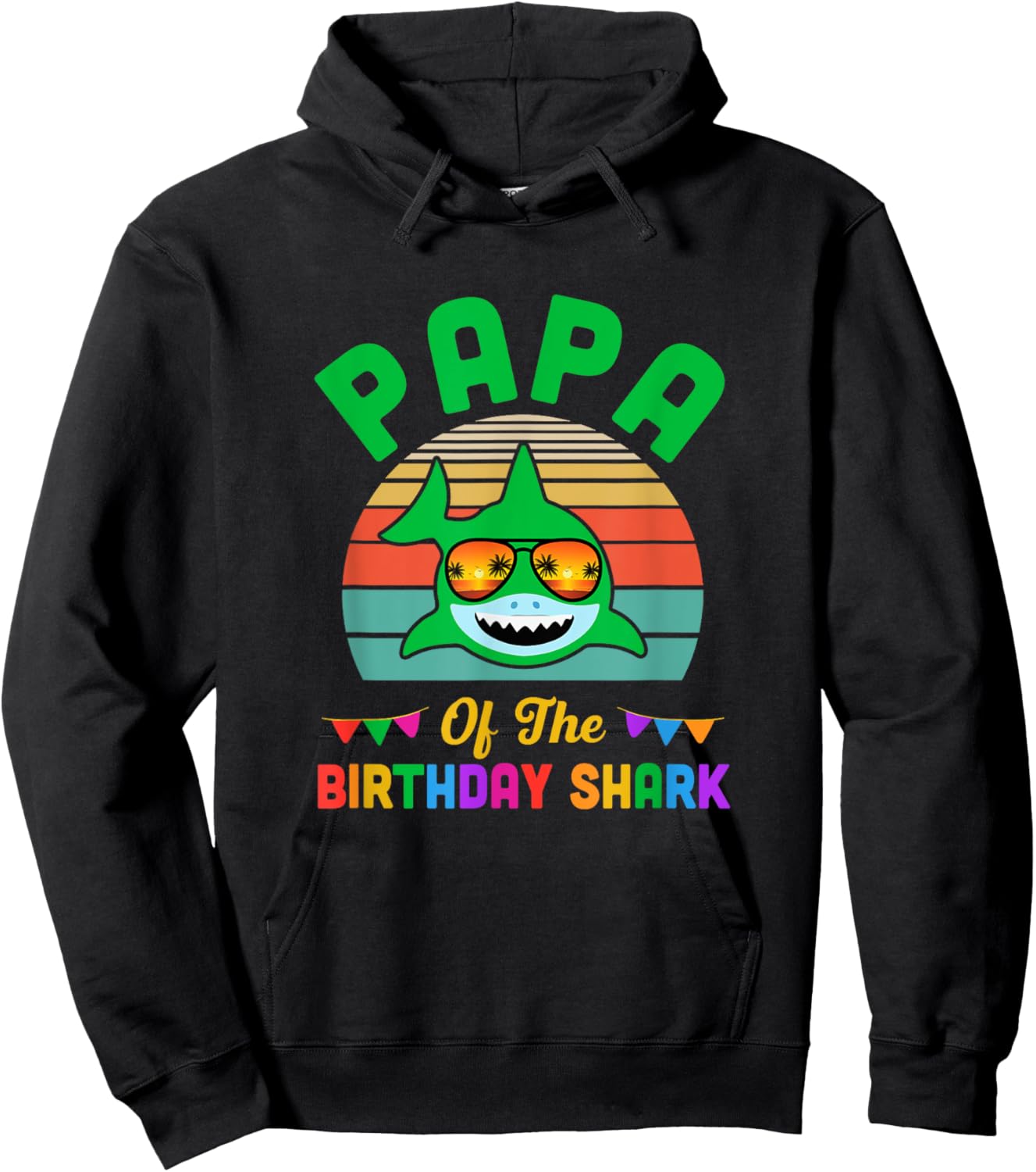 Papa Of The Shark Birthday Papa Matching Family Hoodie - Hoodie | Black