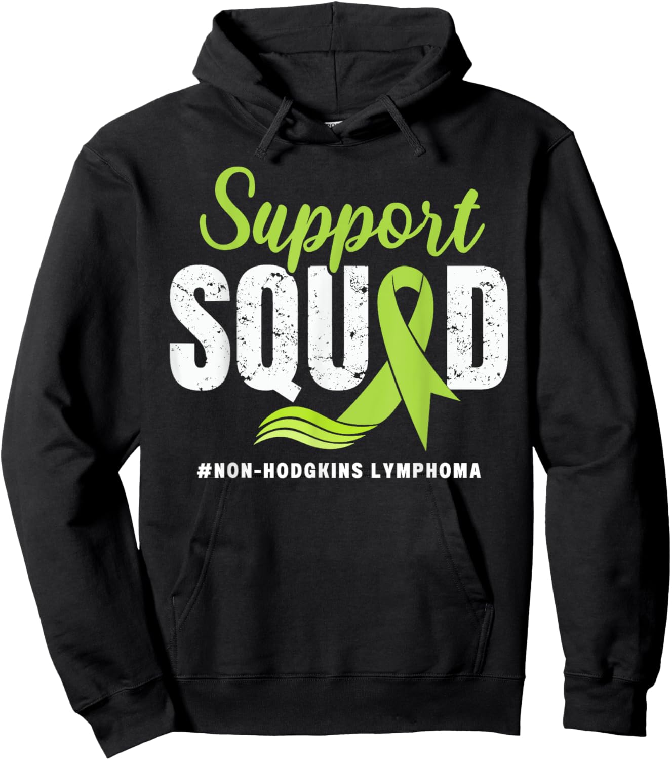 Non-Hodgkins Lymphoma Support Squad Green Ribbon awareness Hoodie - Hoodie | Black