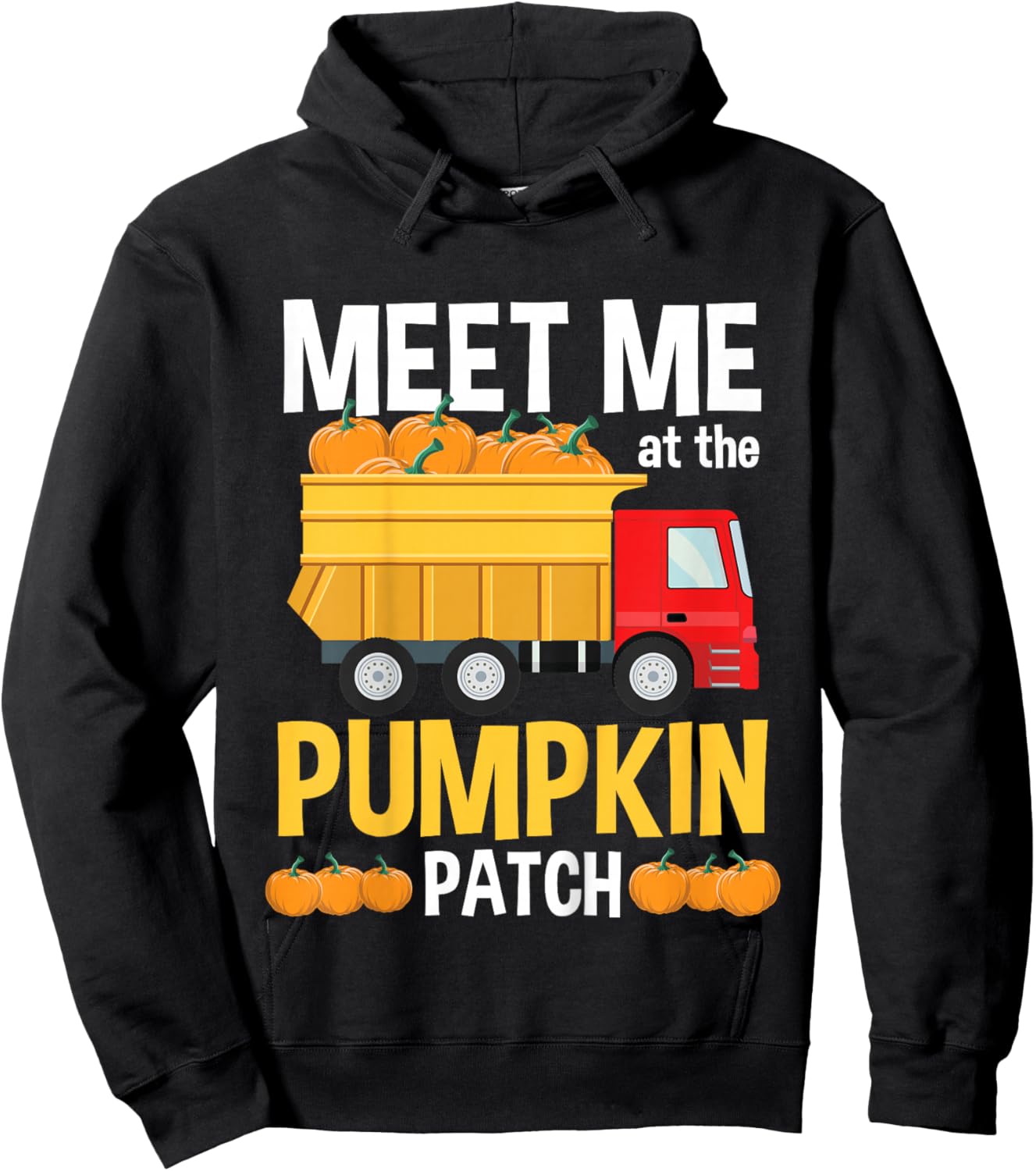 Kids Halloween Thanksgiving Truck Meet Me At The Pumpkin Patch Hoodie - Hoodie | Black