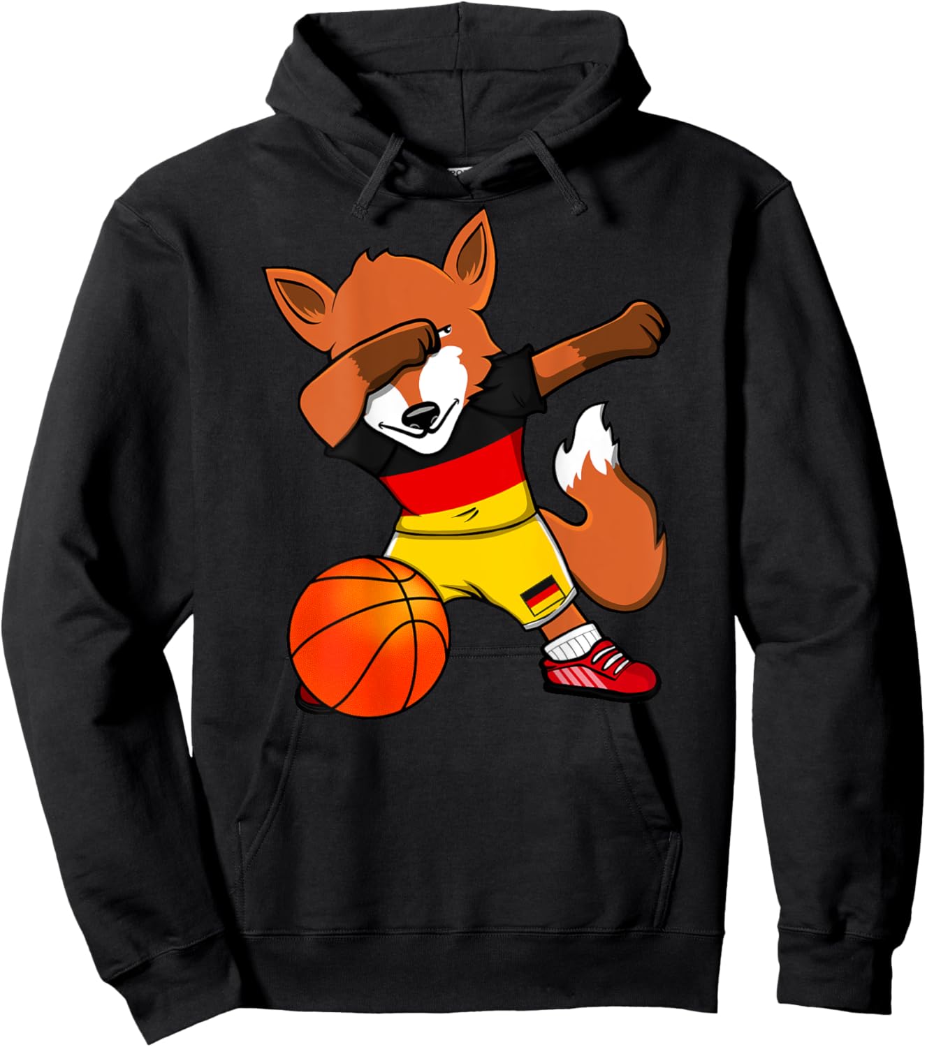 Dabbing Fox Germany Basketball Fans Jersey German Flag Sport Hoodie - Hoodie | Black