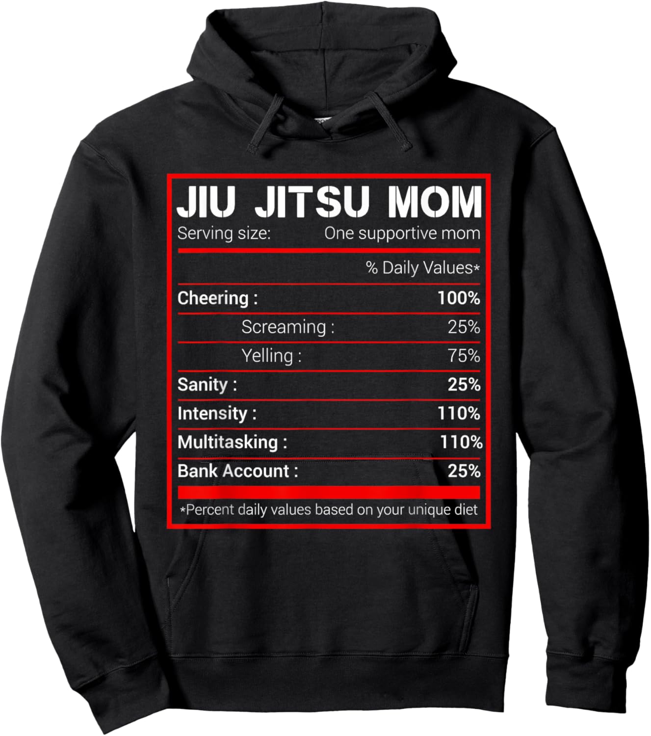 Brazilian Jiu Jitsu Mom Nutritional Facts BJJ MMA Hoodie - Hoodie | Black