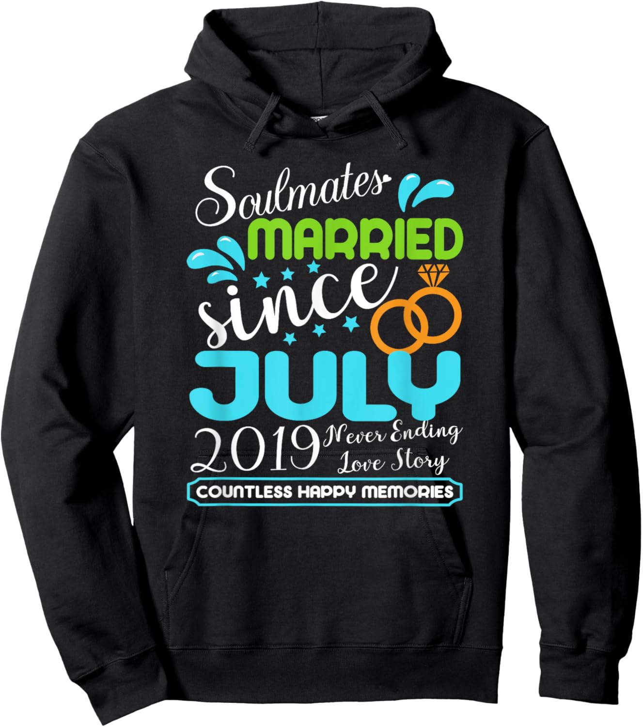 Married Since July 2019, 6th Wedding Anniversary Hoodie - Hoodie | Black