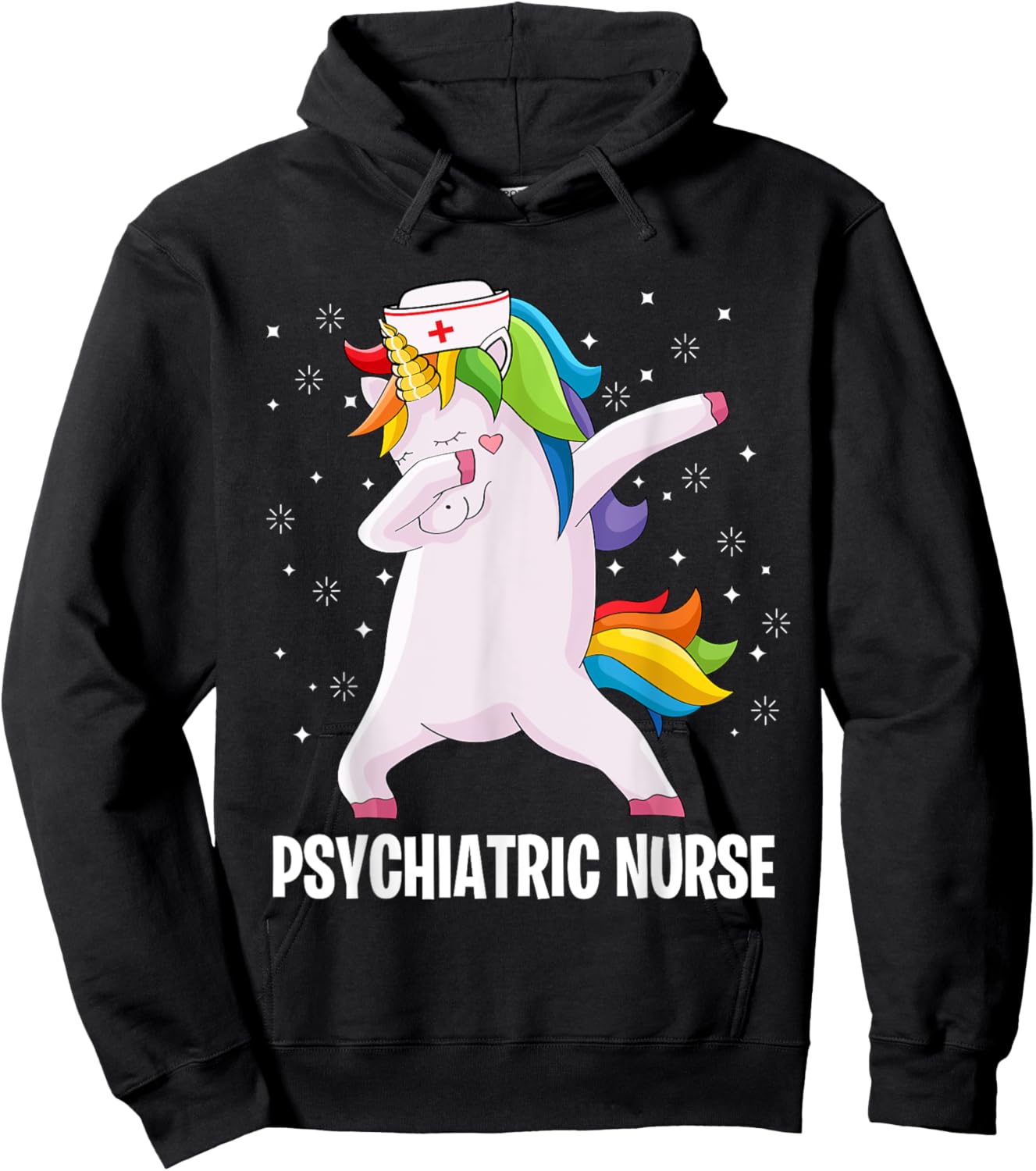 Psychiatric Nurse Dab Unicorn RN Mental Health Psych Nurse Hoodie - Hoodie | Black
