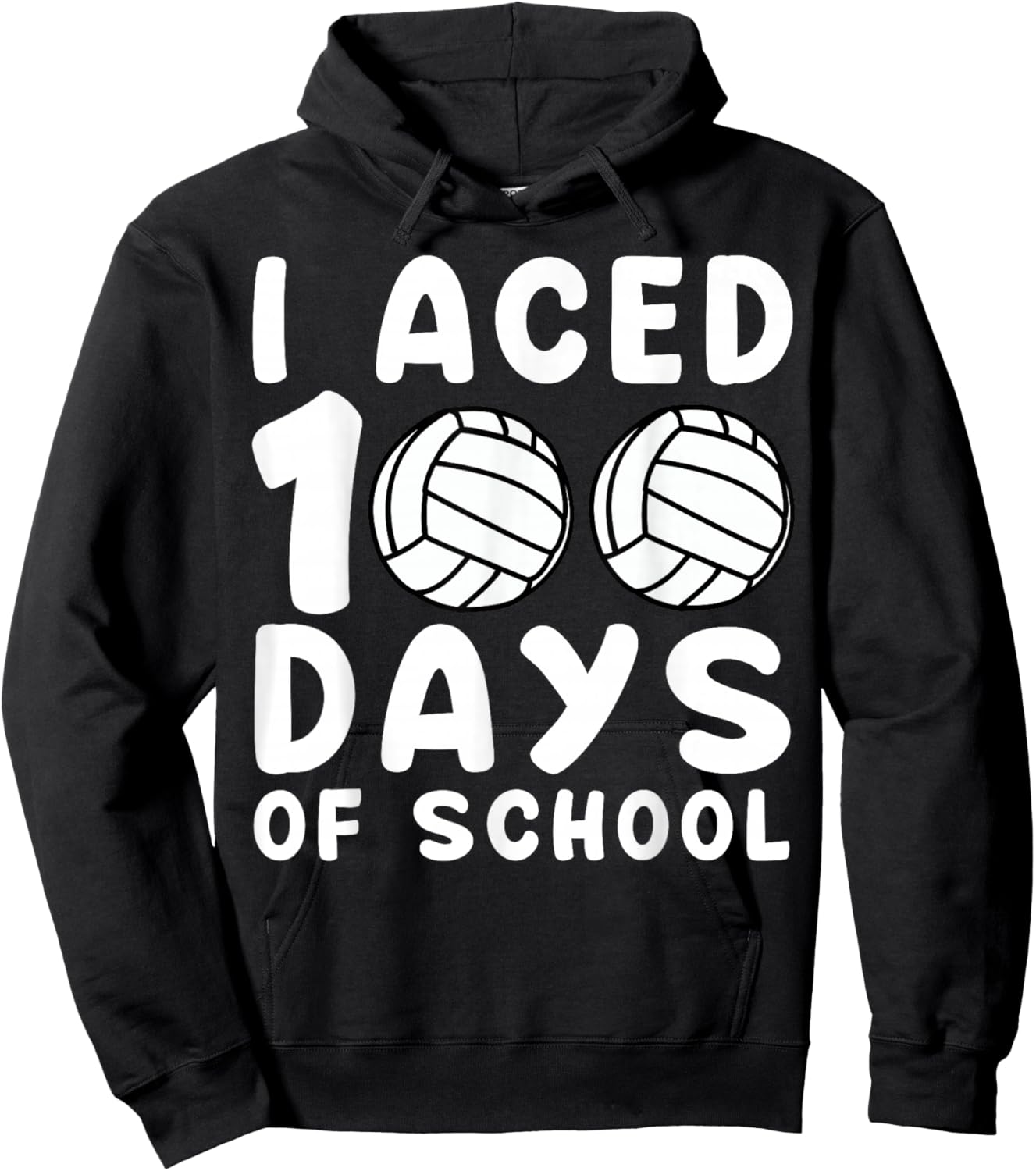 Volleyball 100th Day Girls Boys I Aced 100 Days Of School Hoodie - Hoodie | Black