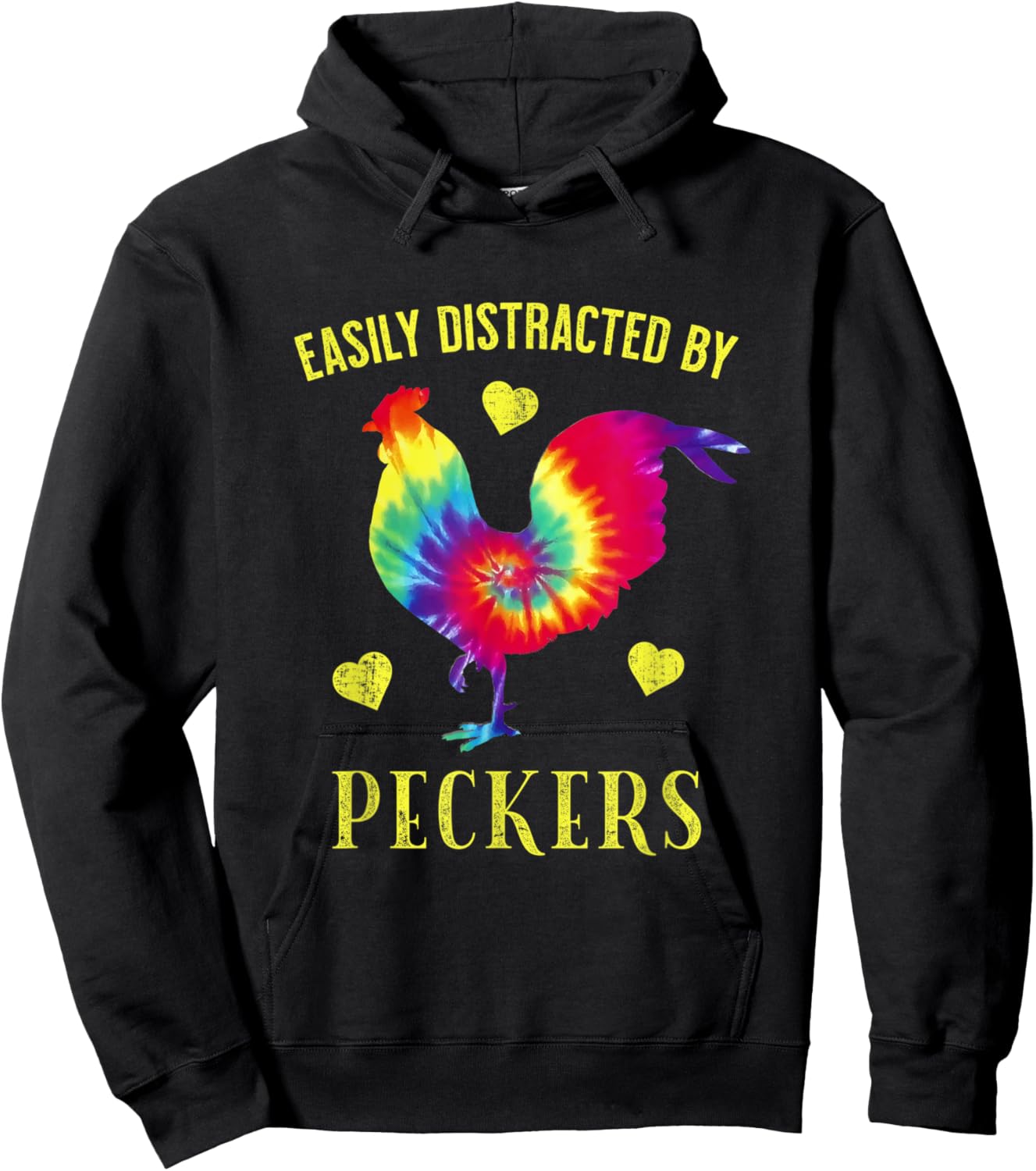 Funny Easily Distracted By Peckers For Chicken Lovers Hoodie - Hoodie | Black