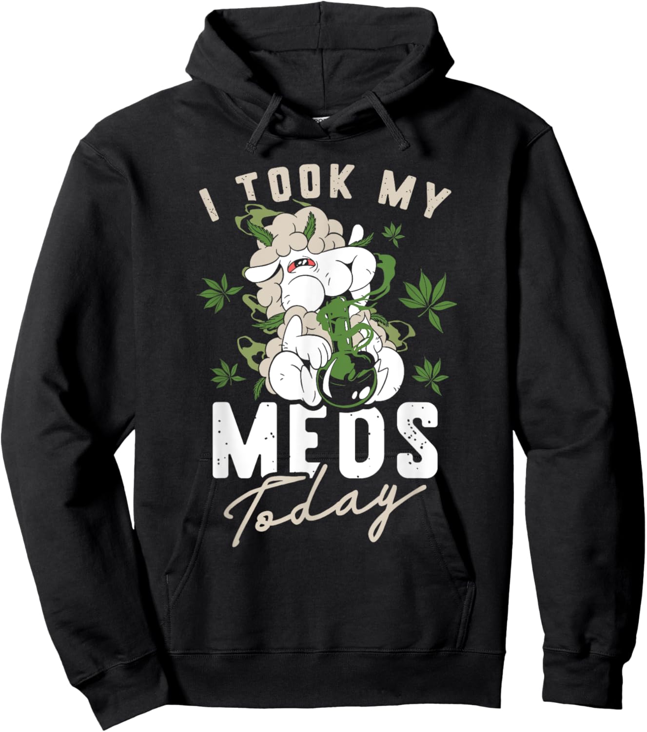 Cannabis I Marijuana Medication Weed Sheep Stoned Animal Hoodie - Hoodie | Black