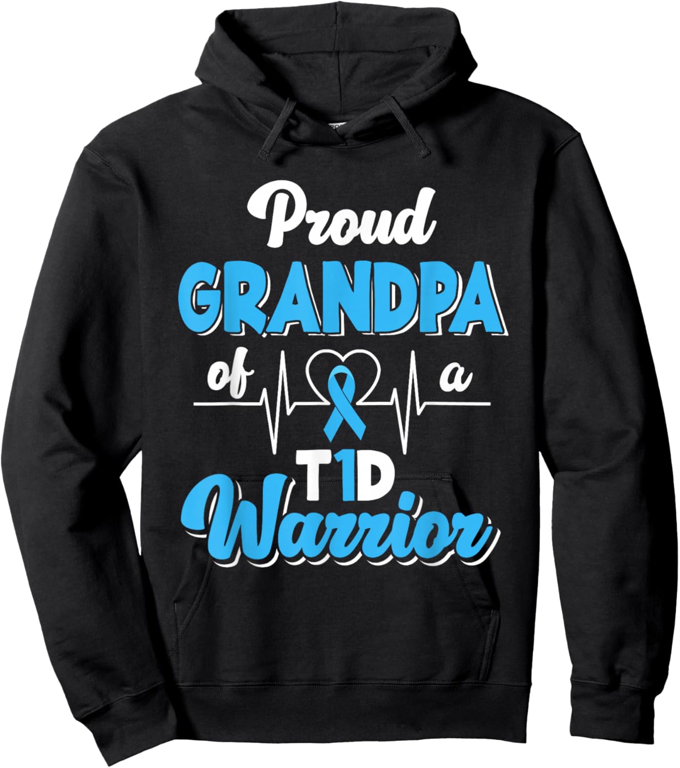 Proud Grandpa Of A T1D Warrior Diabetic Diabetes Awareness Hoodie - Hoodie | Black