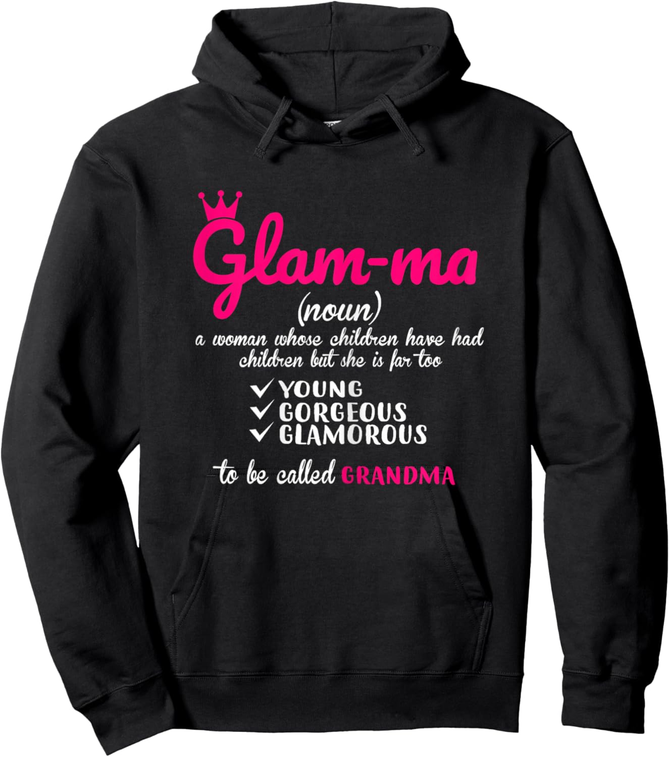 Grandma Definition Glamma Great Gift Grandma Hoodie - Hoodie | Black
