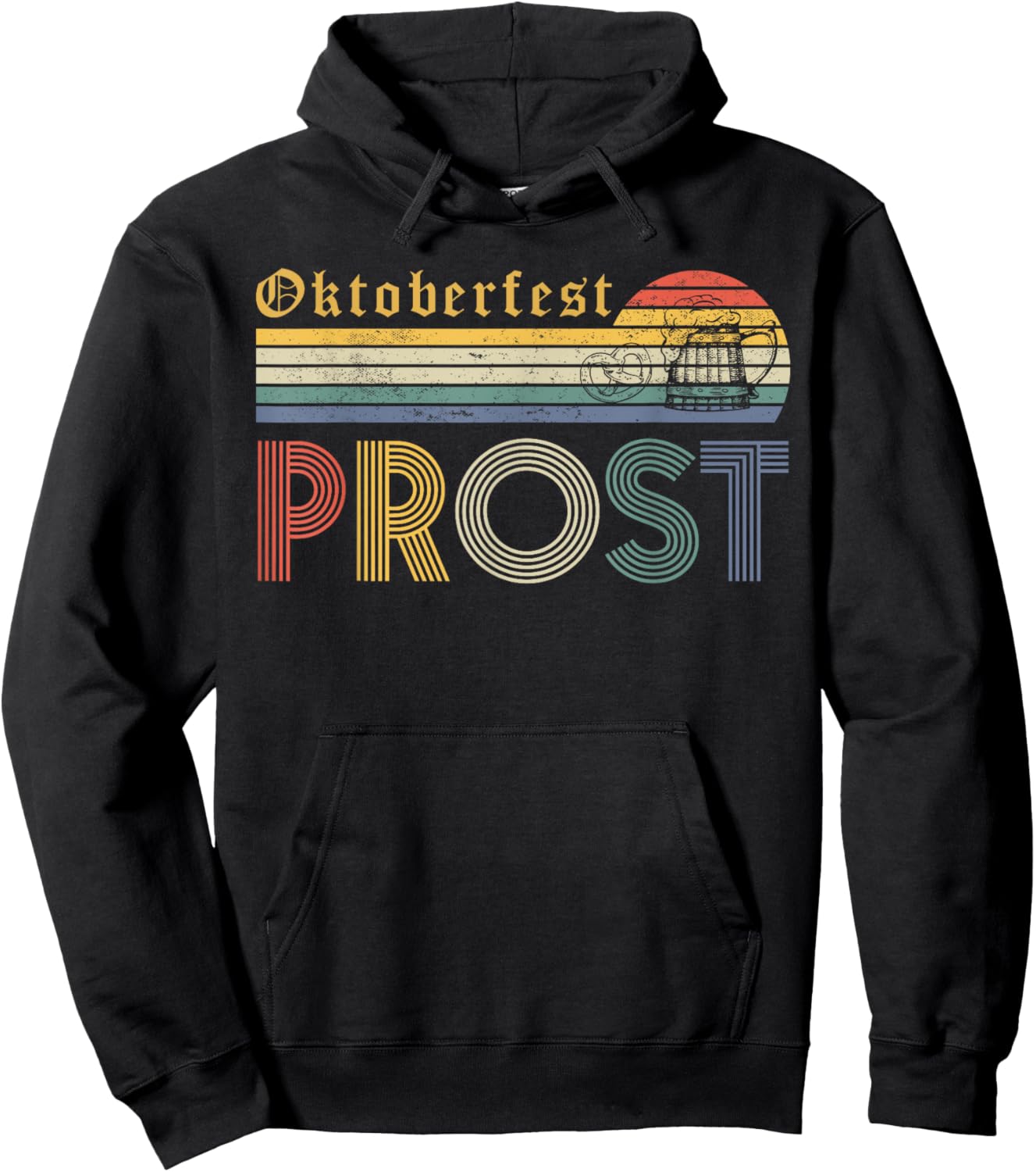 Oktoberfest Prost German Y'all Drinking Beer Germany Vintage Hoodie - Hoodie | Black
