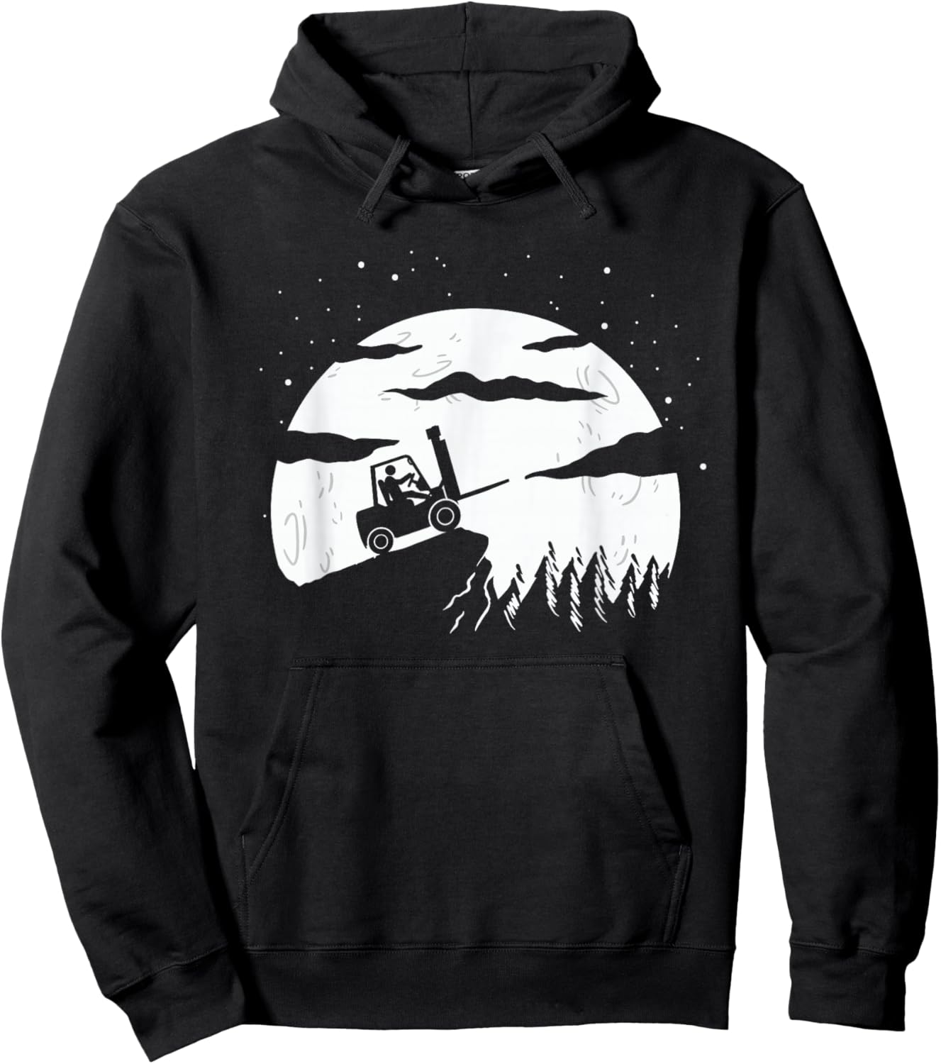 Forklift Driver | Moon Background | Funny Fork-Lift Truck Hoodie - Hoodie | Black