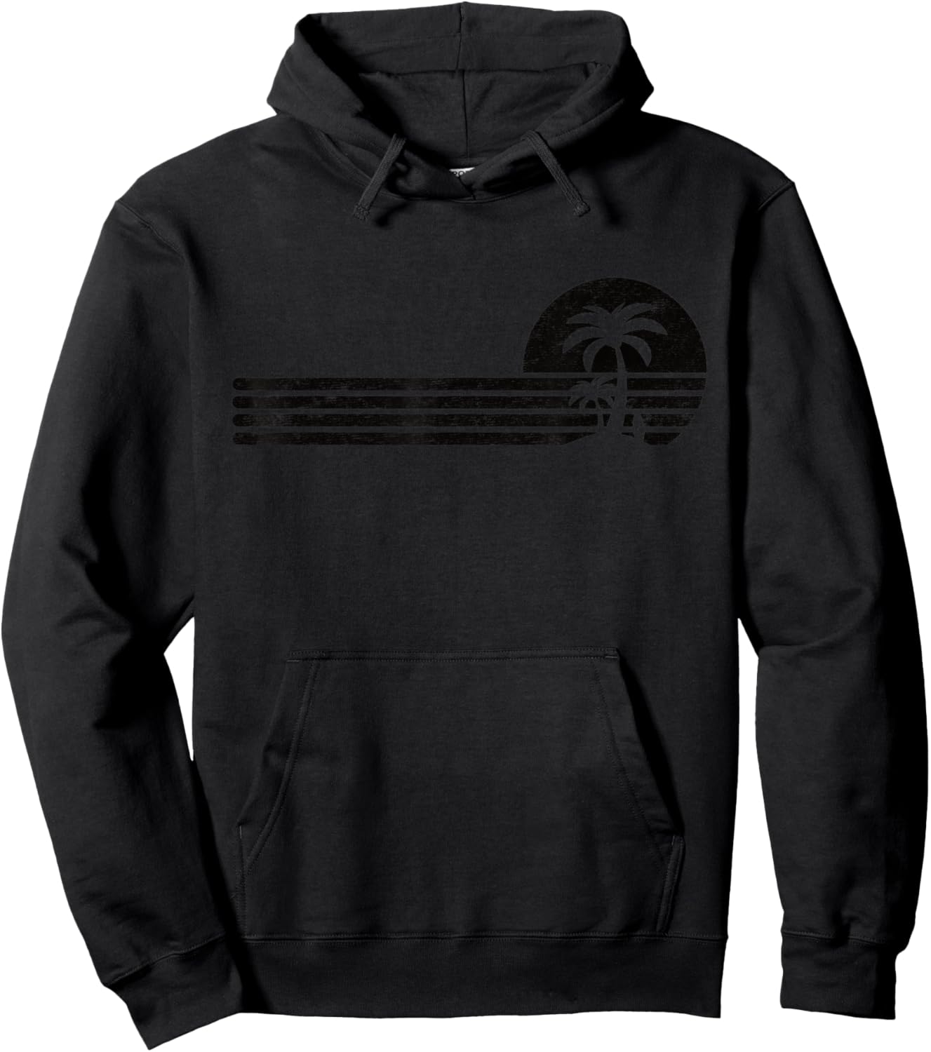Palm Tree Retro Vintage Tropical Island Beach Vacation Surf Women Kids Hoodie - Hoodie | Black