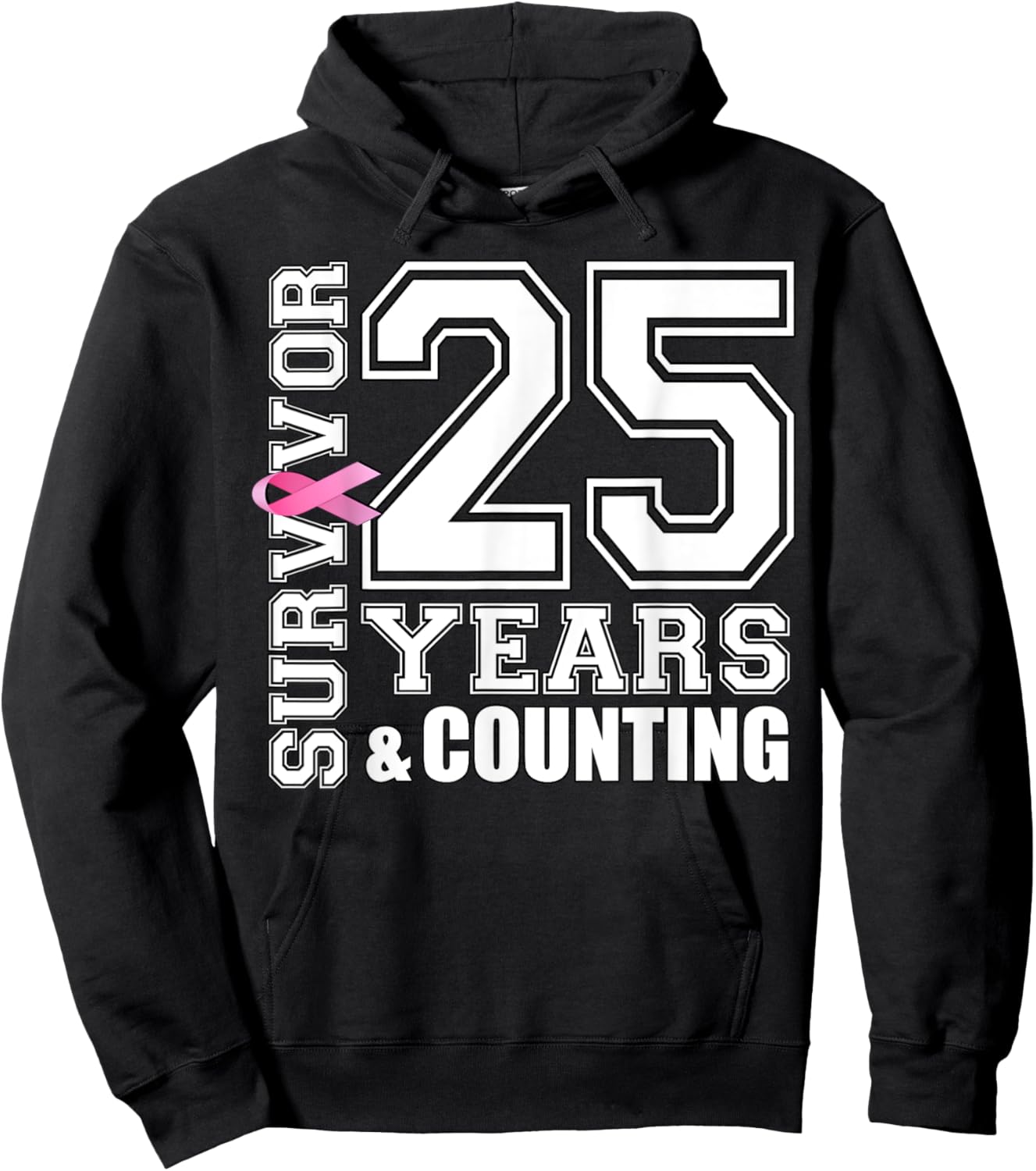 25 Years Breast Cancer Survivor Pink Ribbon Gifts Hoodie - Hoodie | Black