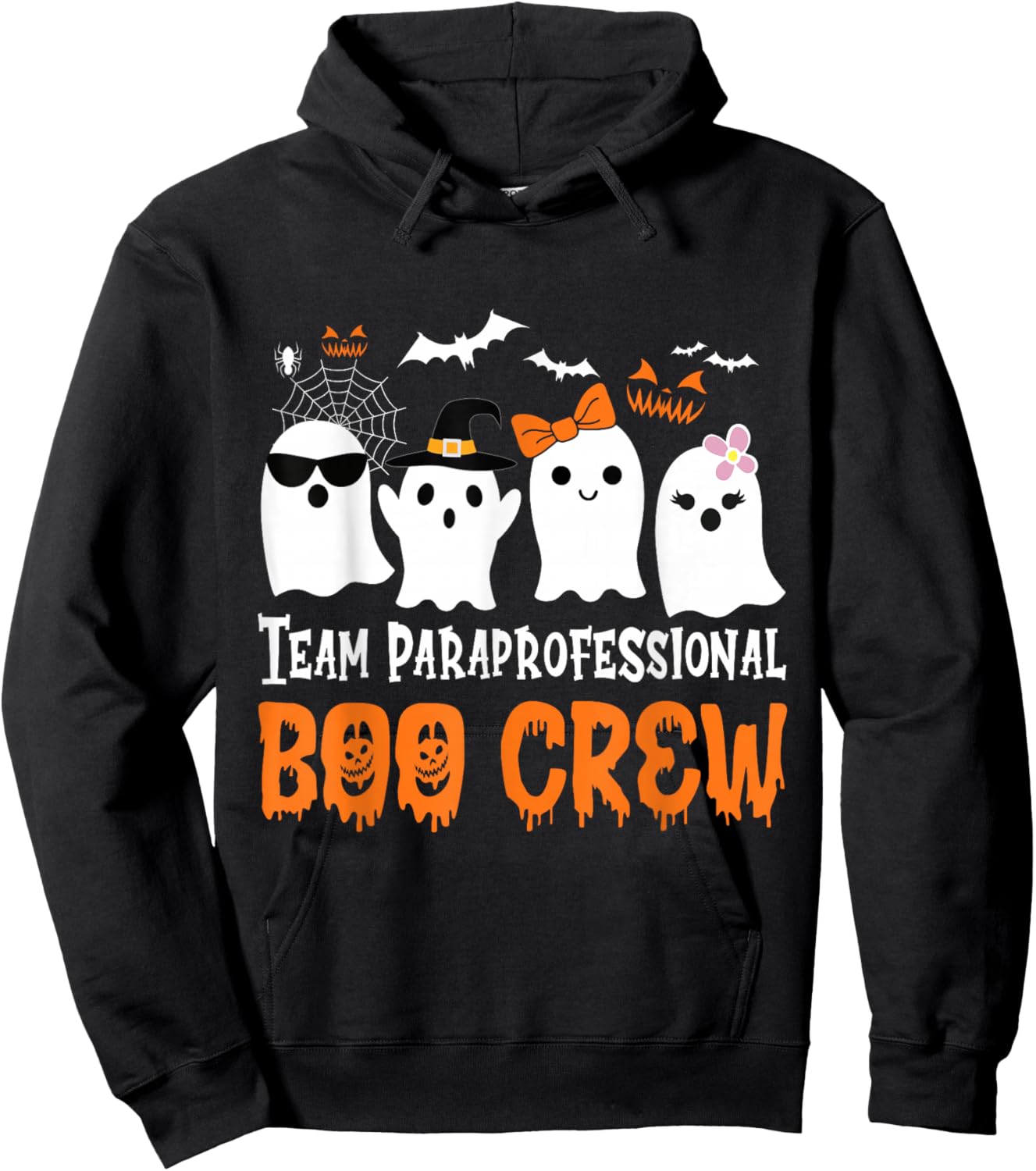 Team Paraprofessional Boo Crew Halloween Ghost Hoodie - Hoodie | Black