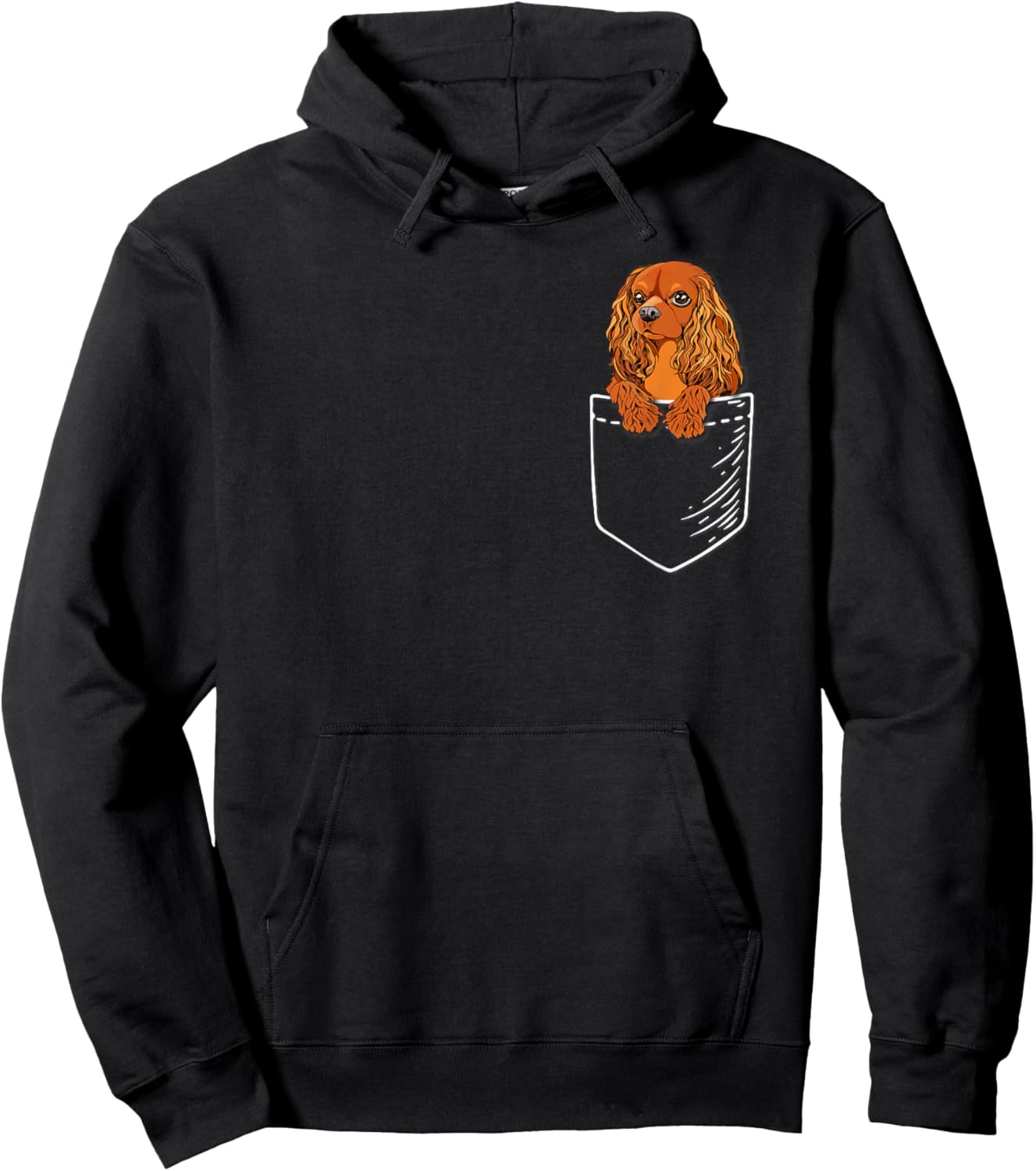 Funny Pocket Ruby Cavalier King Charles Spaniel Dog Lover Hoodie - Hoodie | Black