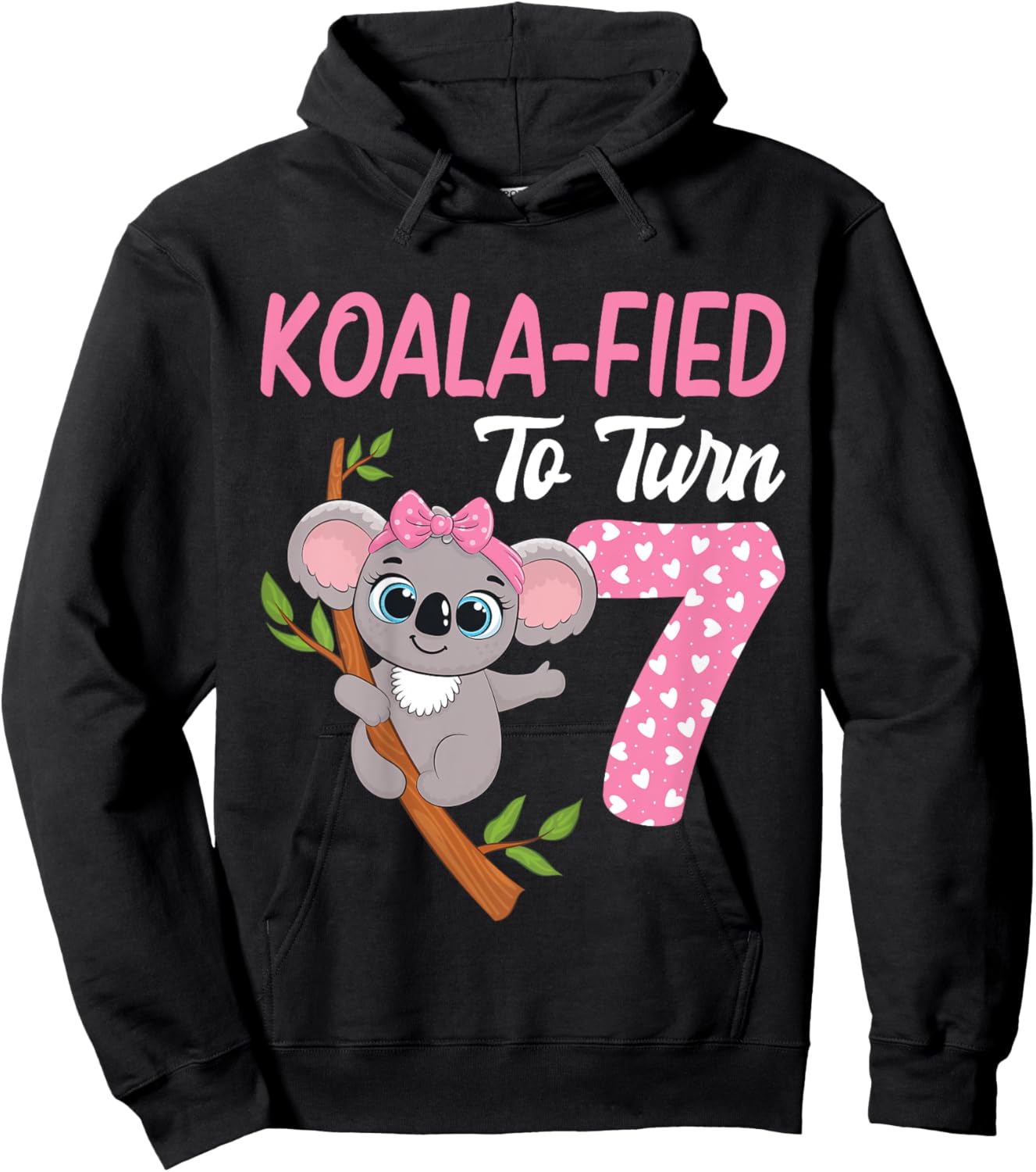 7 Year Old Koala 7th Birthday Party Animal Koala Lover Hoodie - Hoodie | Black