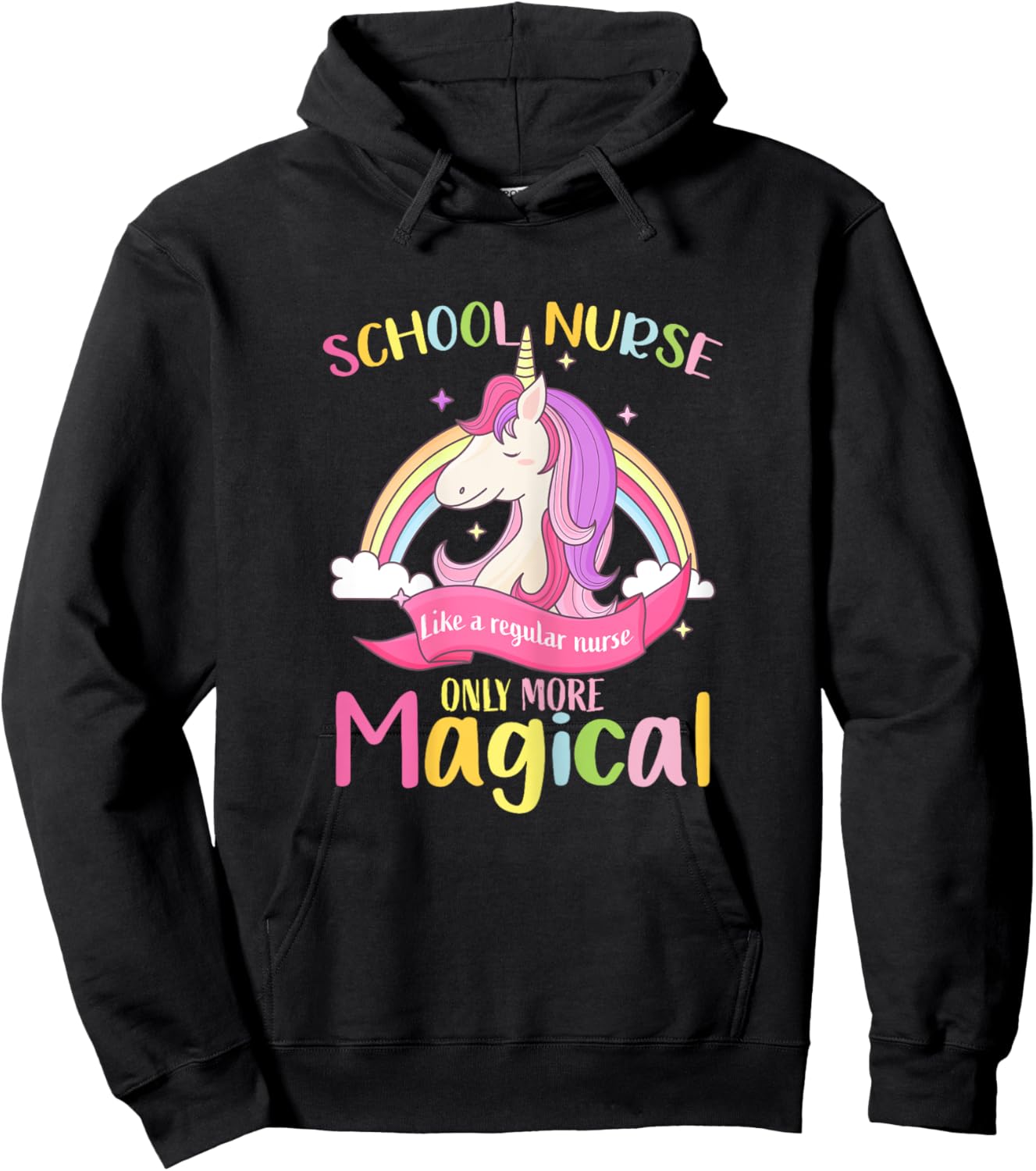 Cute School Nurse Unicorn Magical, Back To School Hoodie - Hoodie | Black