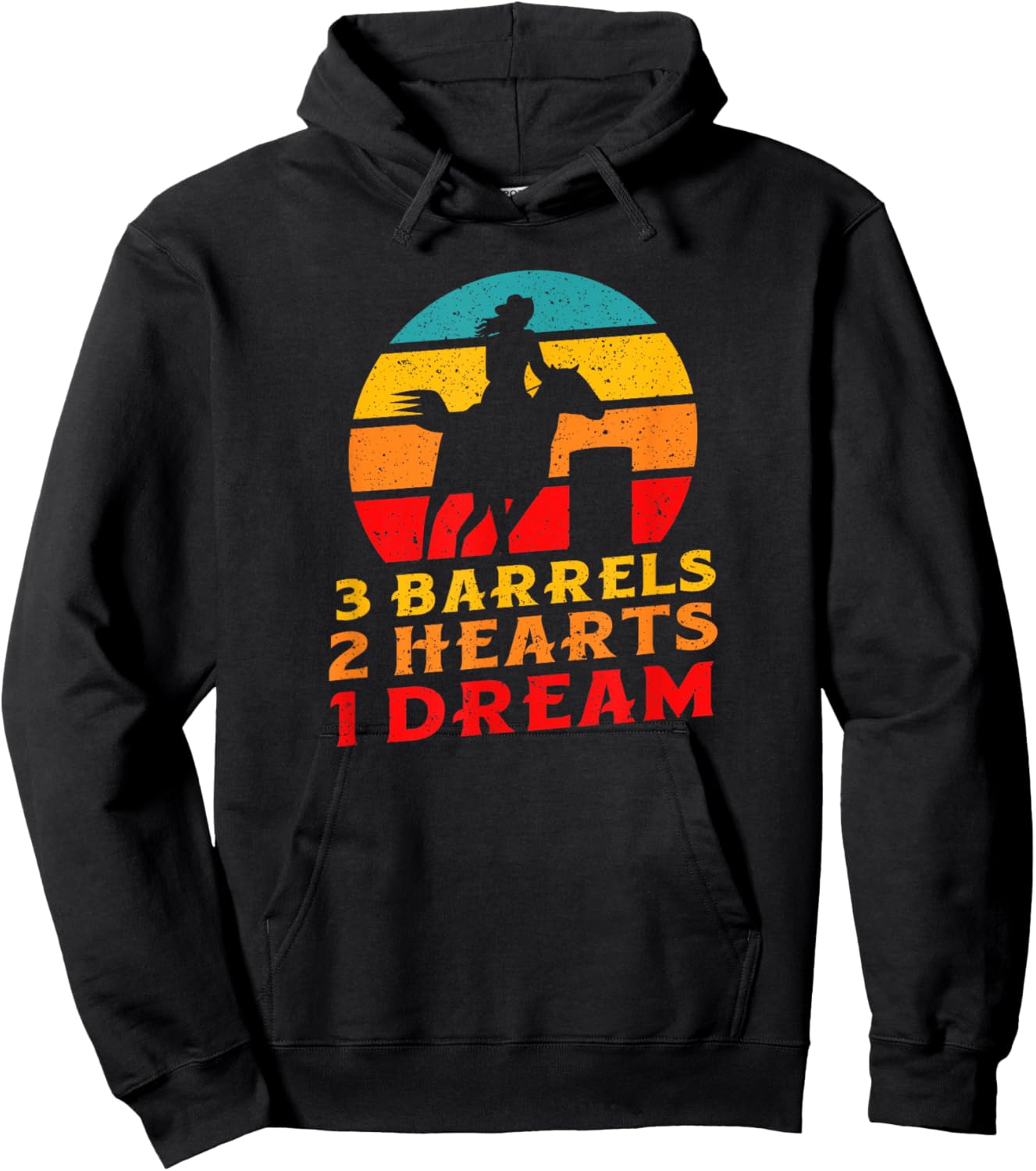 3 Barrels 2 Hearts 1 Dream Barrel Racer Rodeo Cowgirl Hoodie - Hoodie | Black