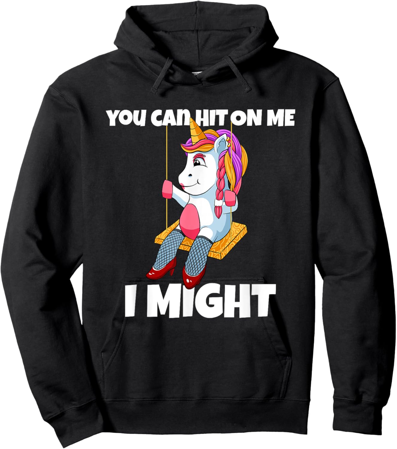 Hit On Me I Might Unicorn Swinger Upside Down Pineapple Hoodie - Hoodie | Black