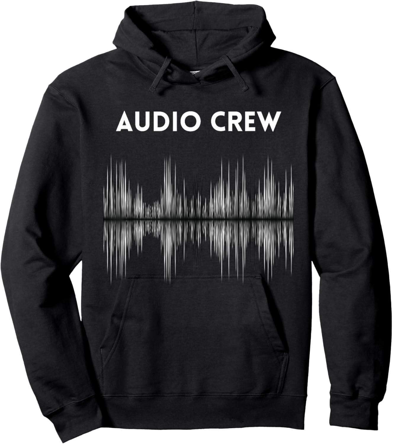AUDIO CREW Uniform, White & Black Sound Waves, Audio Visual Hoodie - Hoodie | Black