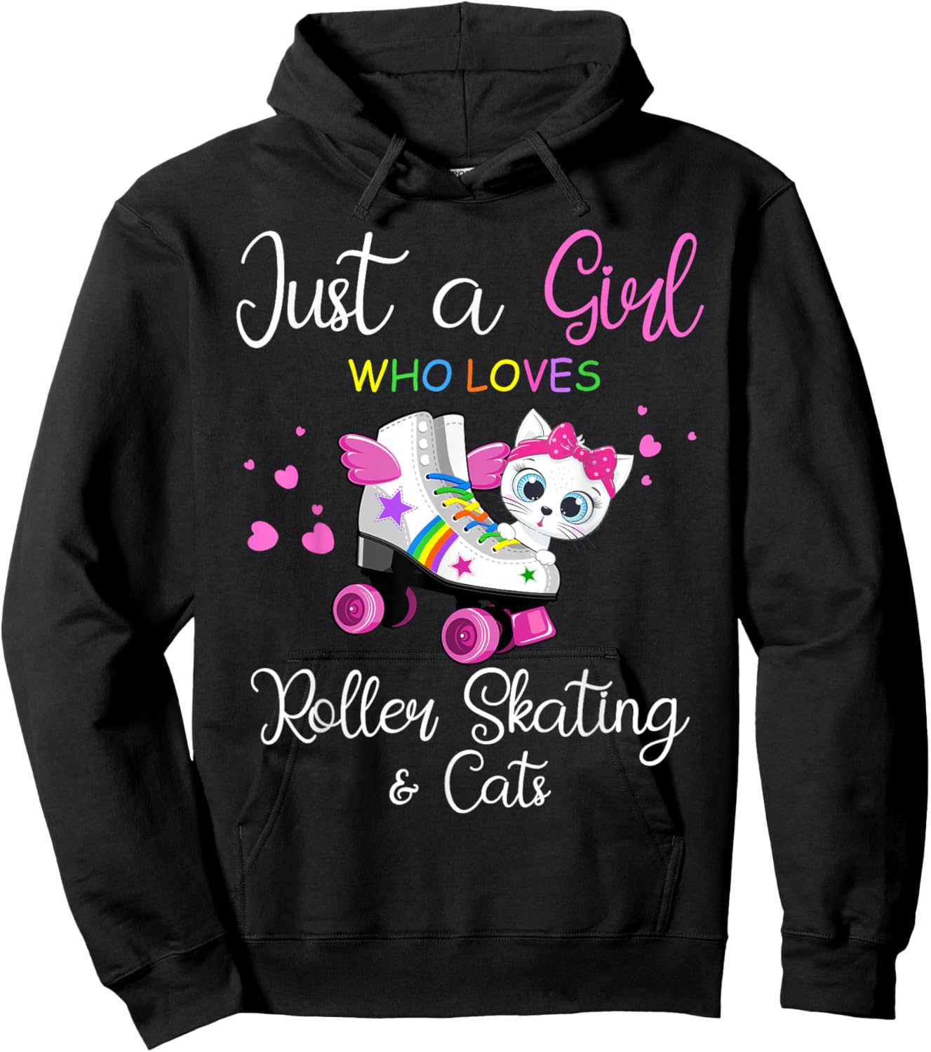 Just A Girl Who Loves Roller Skating & Cats Roller Skaters Hoodie - Hoodie | Black