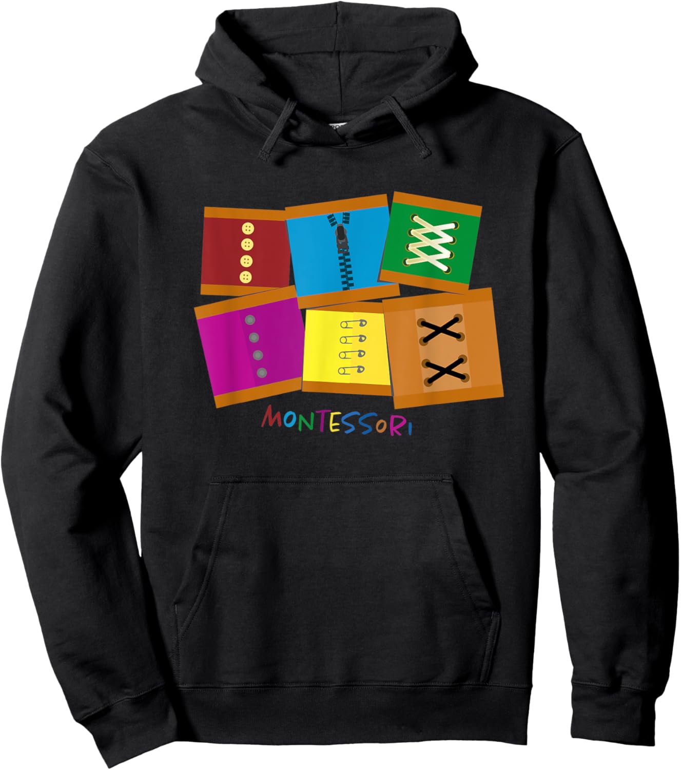 Montessori Dressing Frames - Montessori Material Hoodie - Hoodie | Black