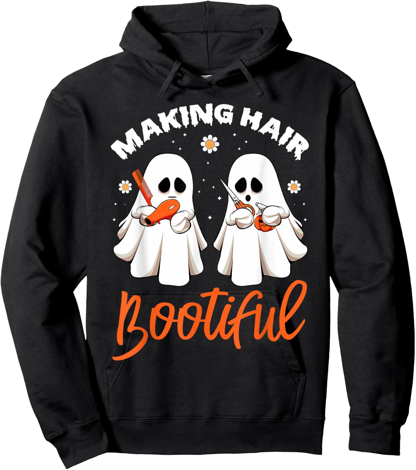 Making Hair Bootiful Funny Scary Ghost Hairdresser Halloween Hoodie - Hoodie | Black