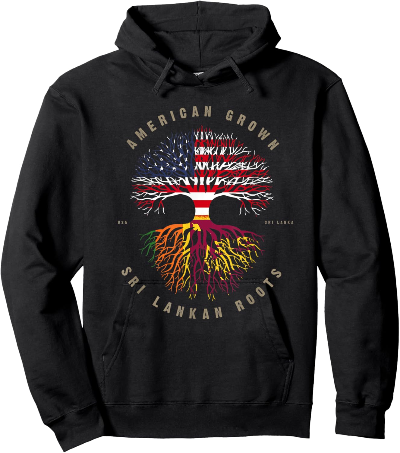 American Grown Sri Lankan Roots Sri Lanka Flag Hoodie - Hoodie | Black