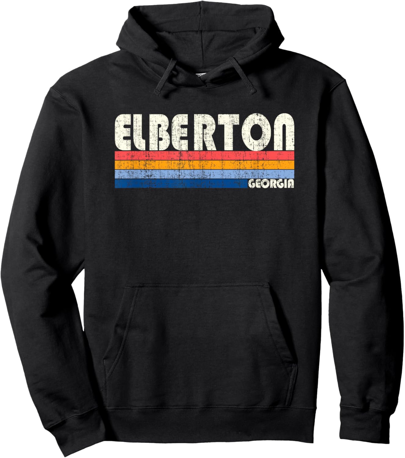Retro Vintage 70s 80s Style Elberton, GA Hoodie - Hoodie | Black