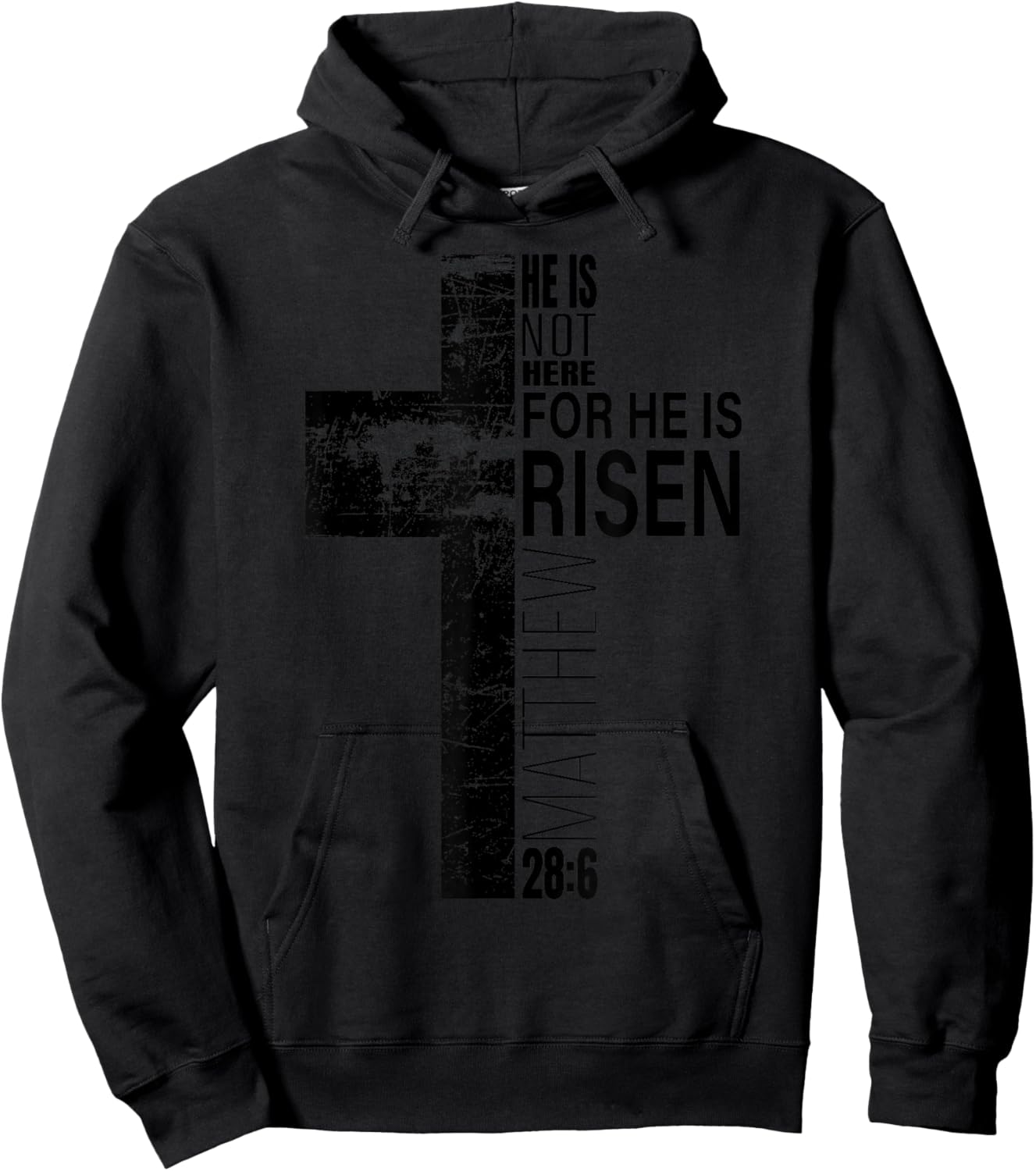 He Is Risen Christian Dad Easter Bible Verse Cross Graphic Hoodie - Hoodie | Black