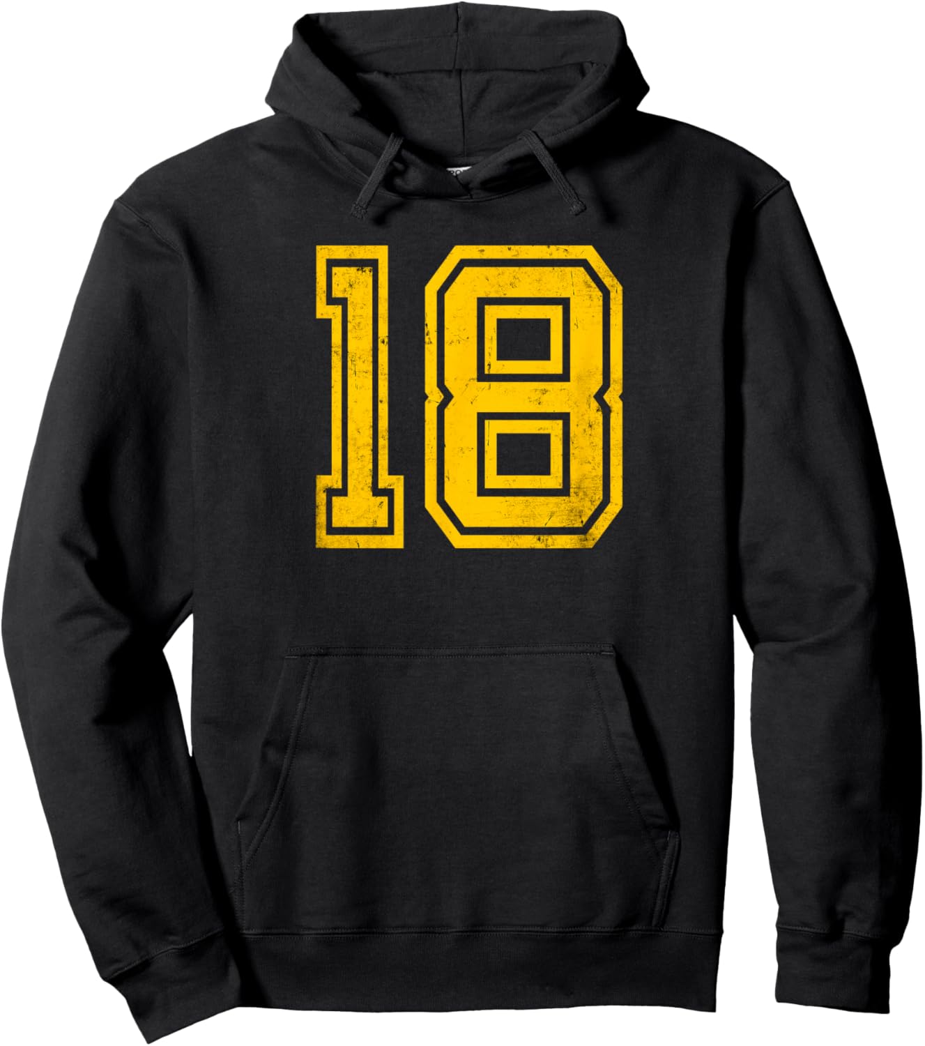 Delessed Yellow Sports Team Number #18 Hoodie - Hoodie | Black