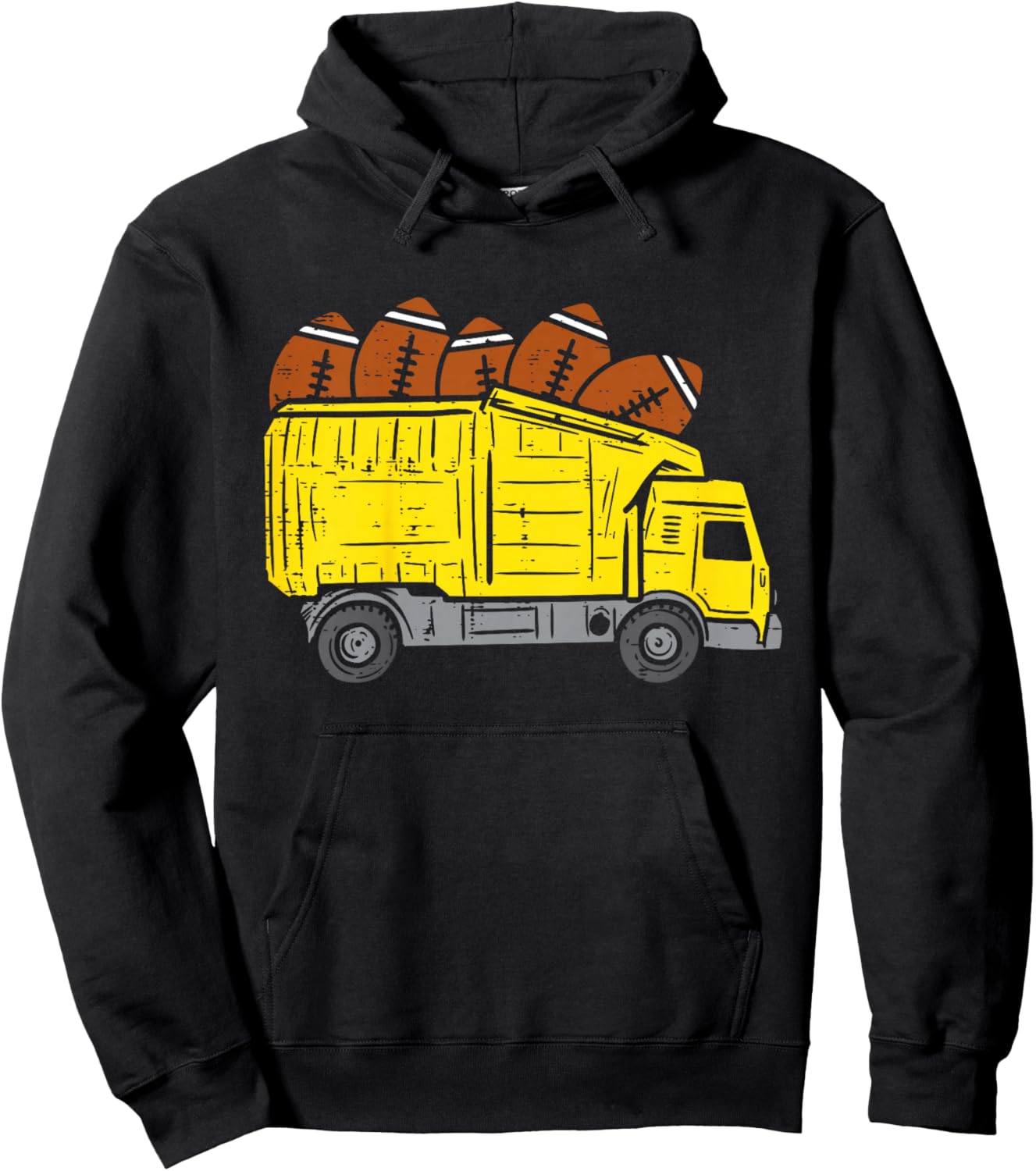Kids American Football Dump Truck Cute Sports Boys Kids Toddlers Hoodie - Hoodie | Black