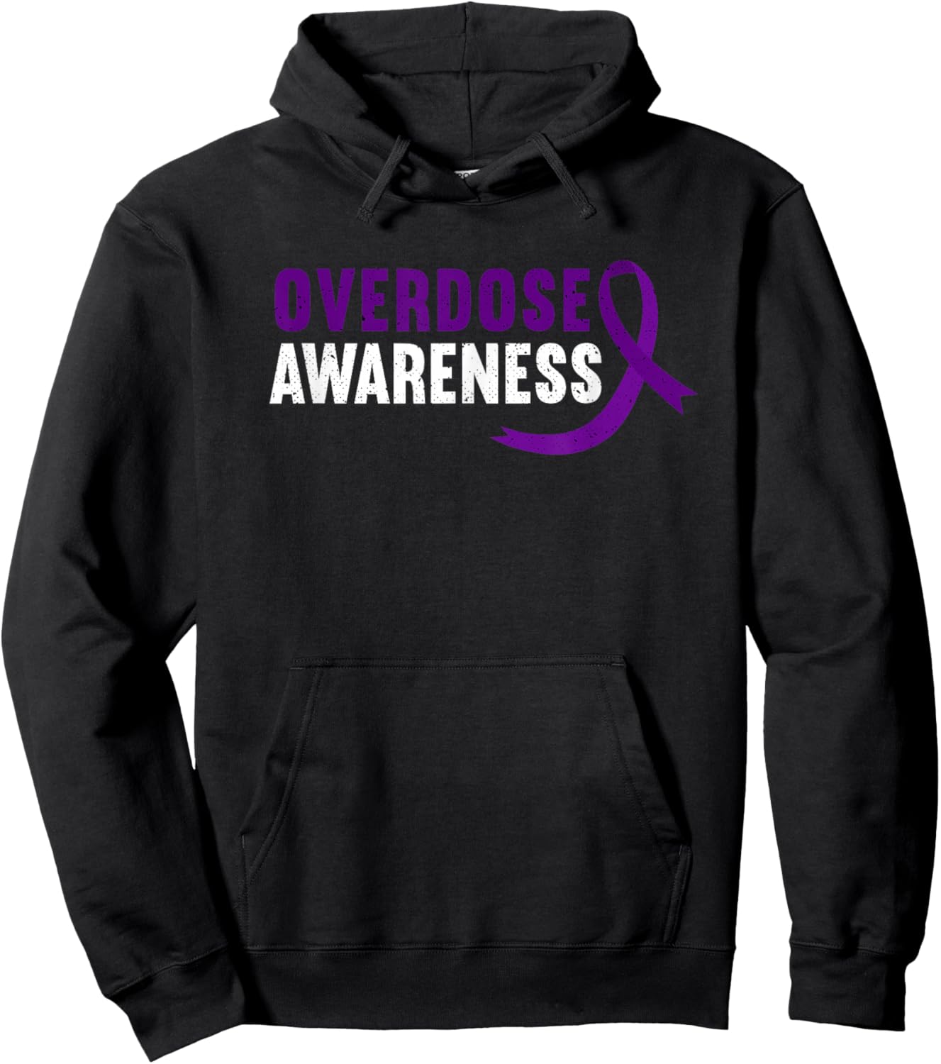 Overdose Awareness Purple Ribbon Drug Addiction Recovery Hoodie - Hoodie | Black