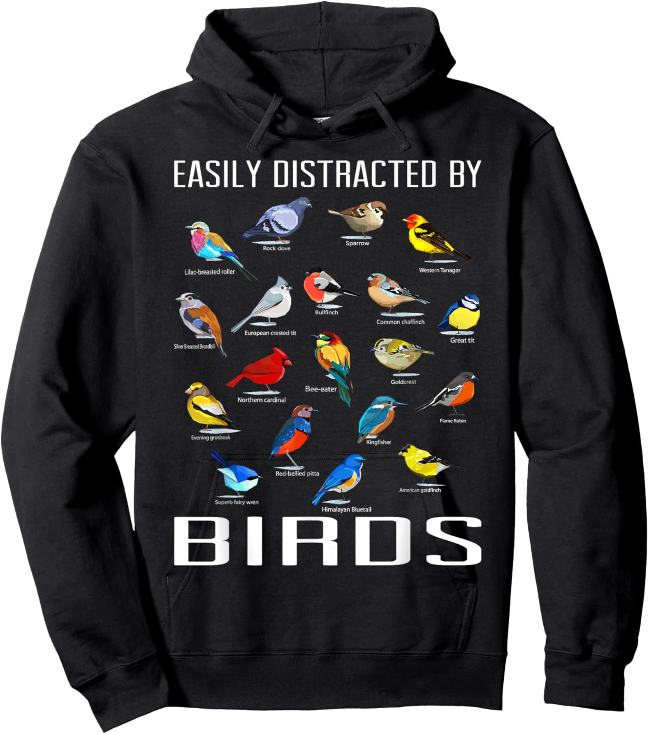 Funny Bird Gifts For Birding Lovers Easily Distracted By Birds / Birdwatching Lover Birdwatcher Black Short Sleeve Hoodie - Hoodie | Black